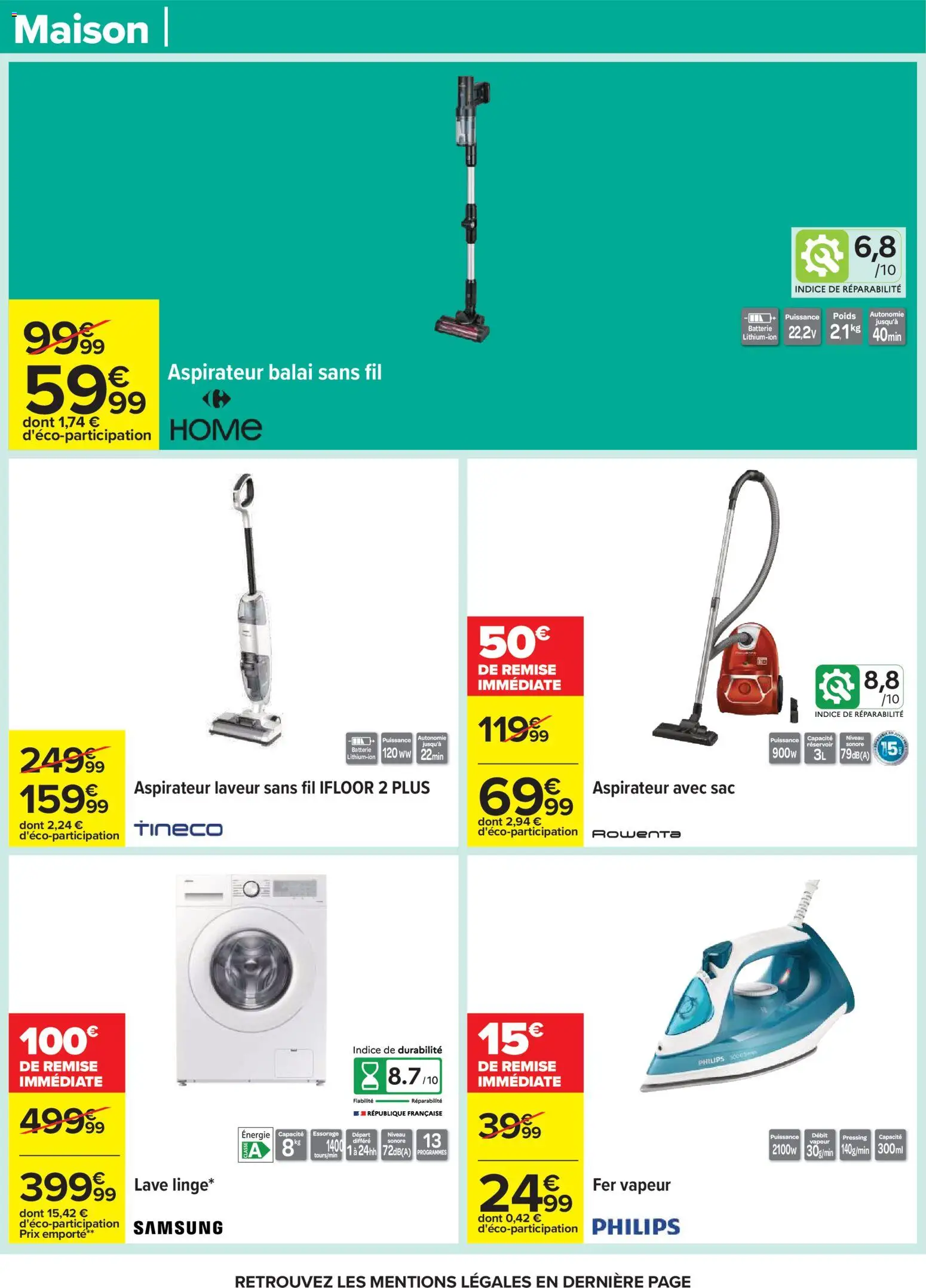 {H1} | Page: 66 | Produits: Sac, Poids, Aspirateur, Aspirateur balai sans fil