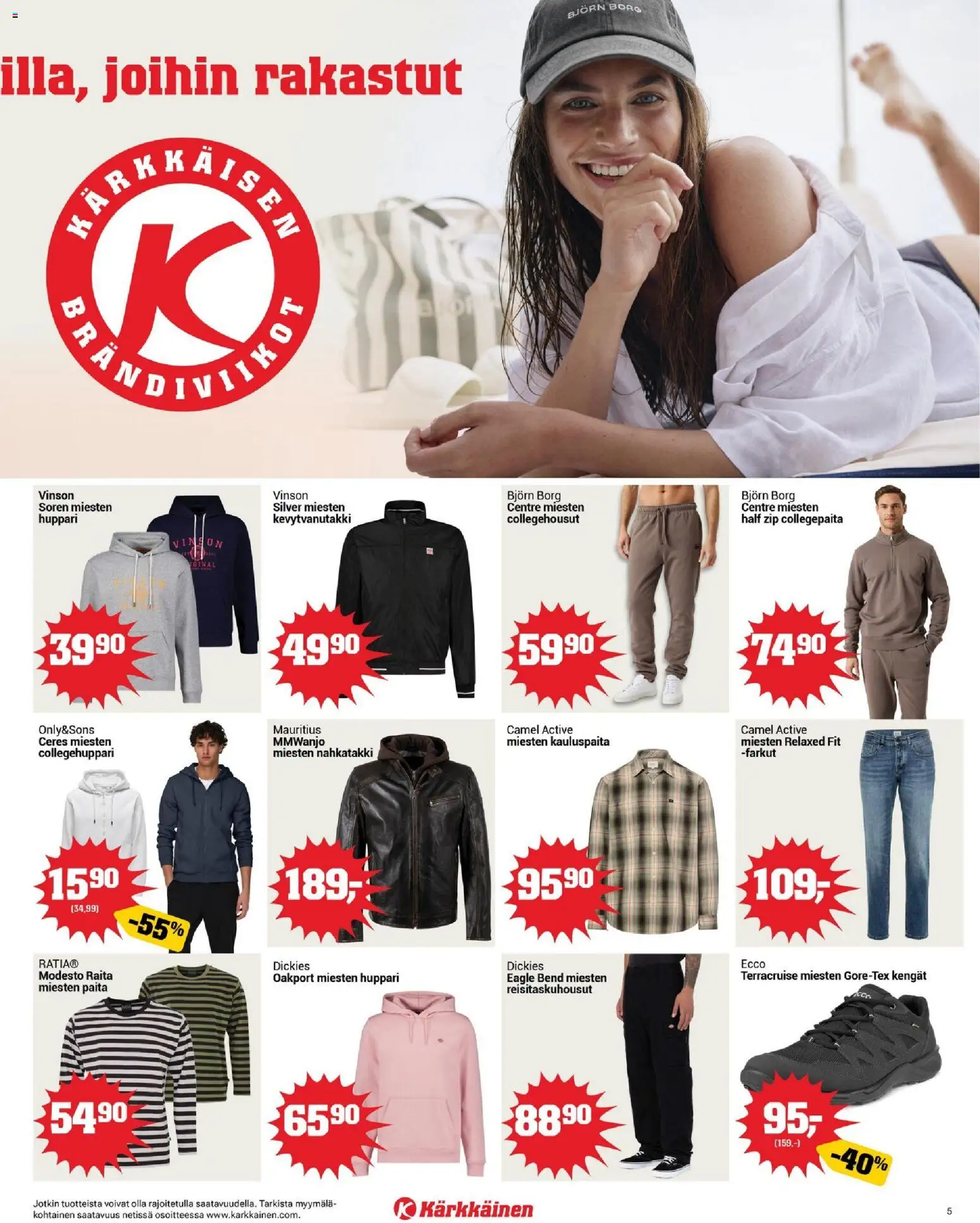 Kärkkäinen tarjoukset – voimassa 04.01.2026 alkaen | Sivu: 5 | Tuotteet: Kauluspaita, Paita, Huppari, Farkut