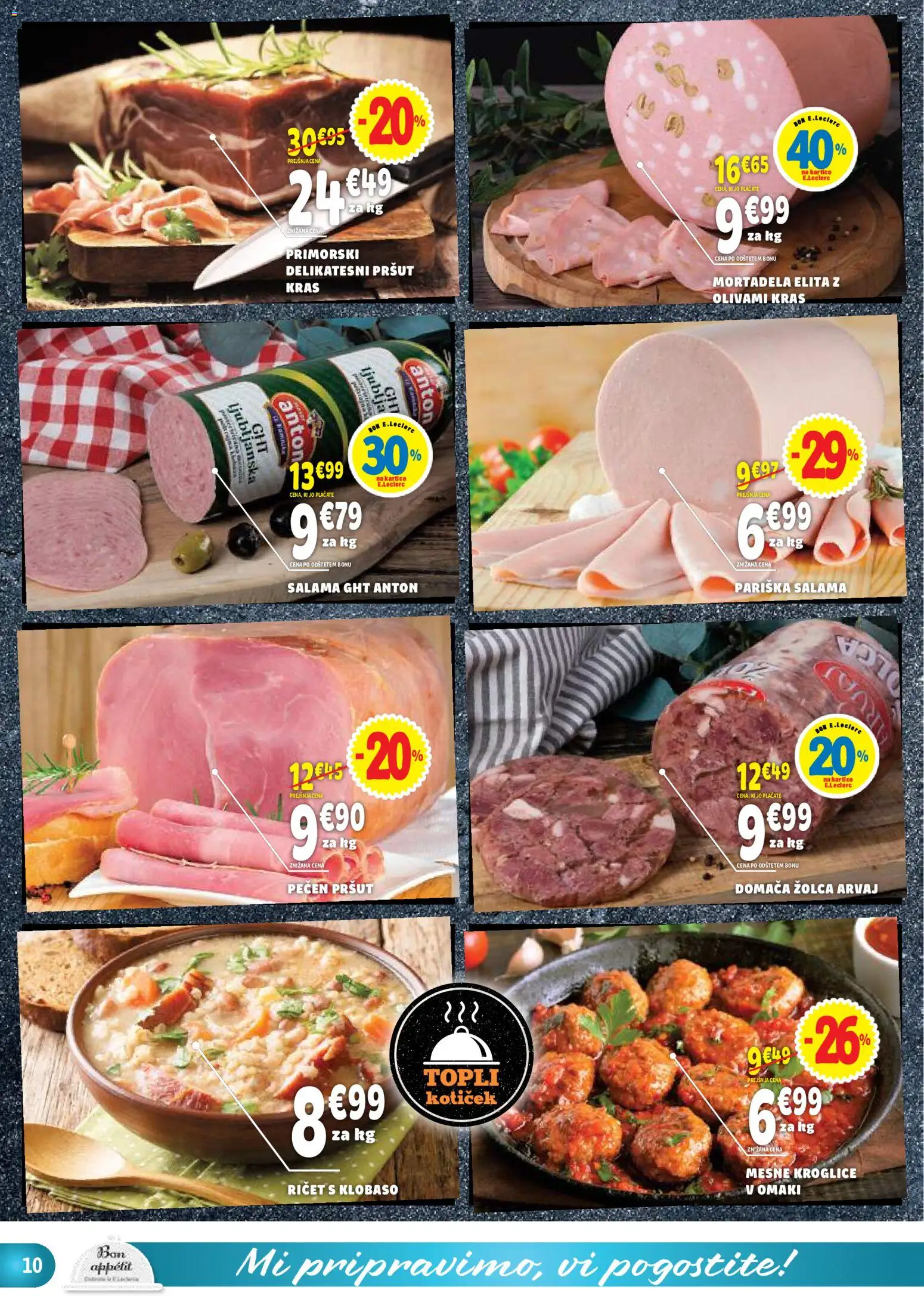 Novi E.leclerc katalog ponudbe – veljaven od 05.11.2025 | Stran: 10 | Izdelki: Pršut, Mortadela, Salama