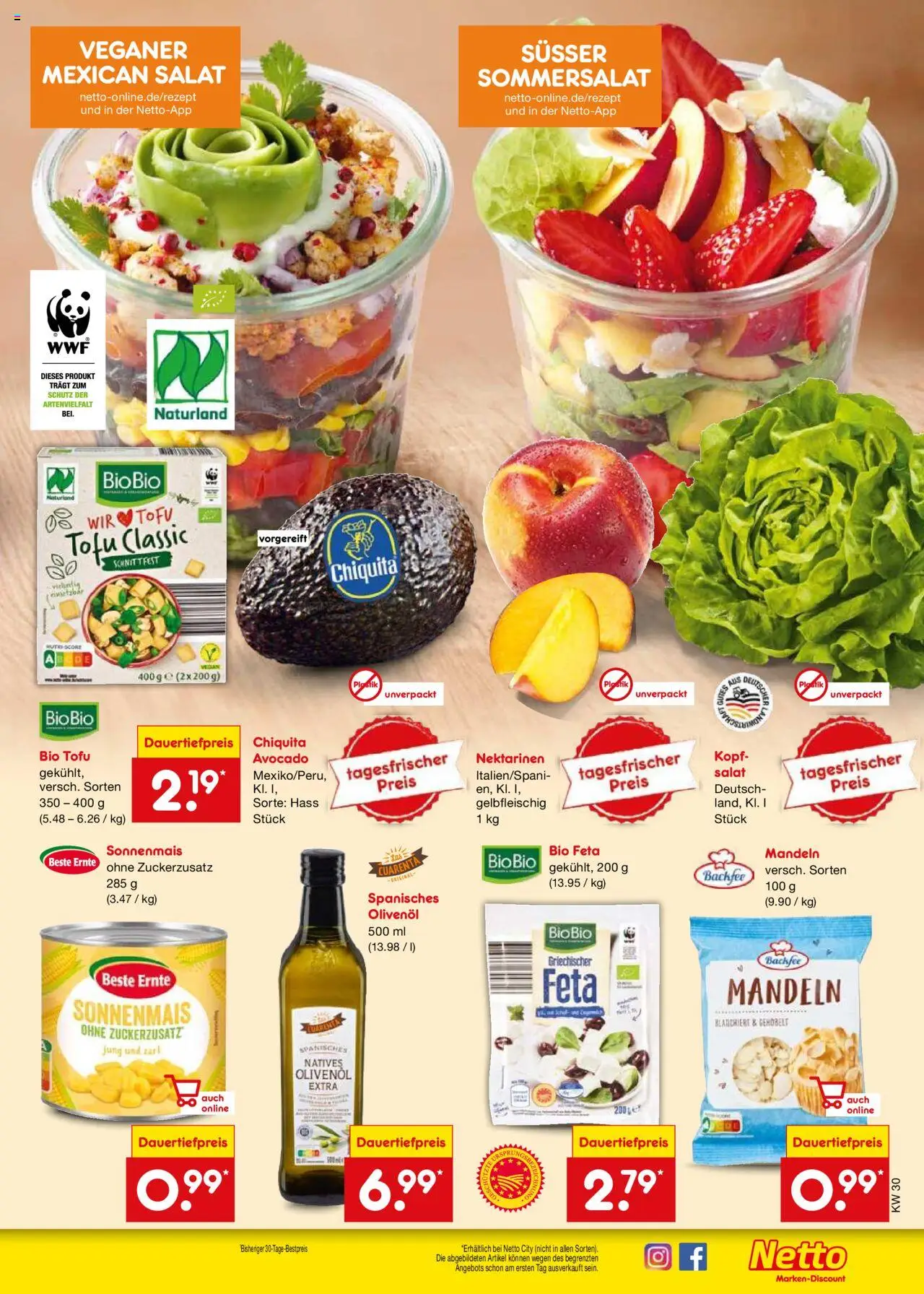Netto Marken-Discount Prospekt 	 - gültig ab dem 21.07.2025 | Seite: 55 | Produkte: Feta, Mandeln, Avocado, Salat