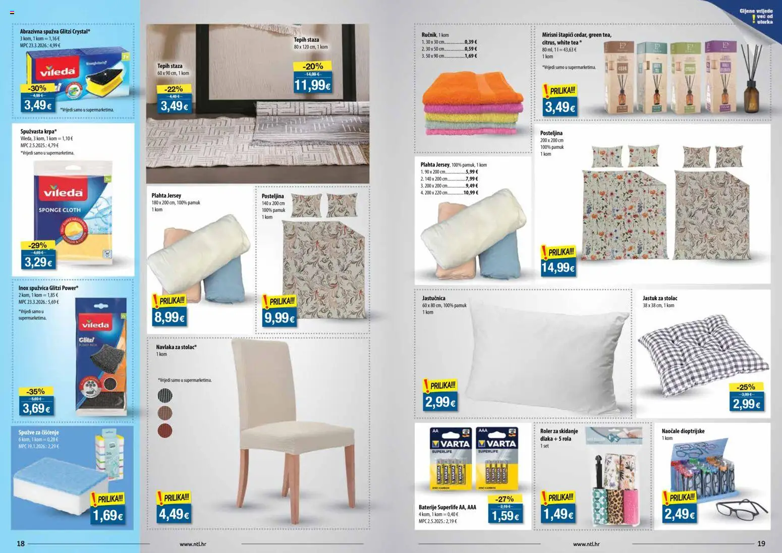 NTL katalog | vrijedi od 22.04.2026 | Stranica: 10 | Proizvodi: Tepih, Jastučnica, Plahta, Baterije