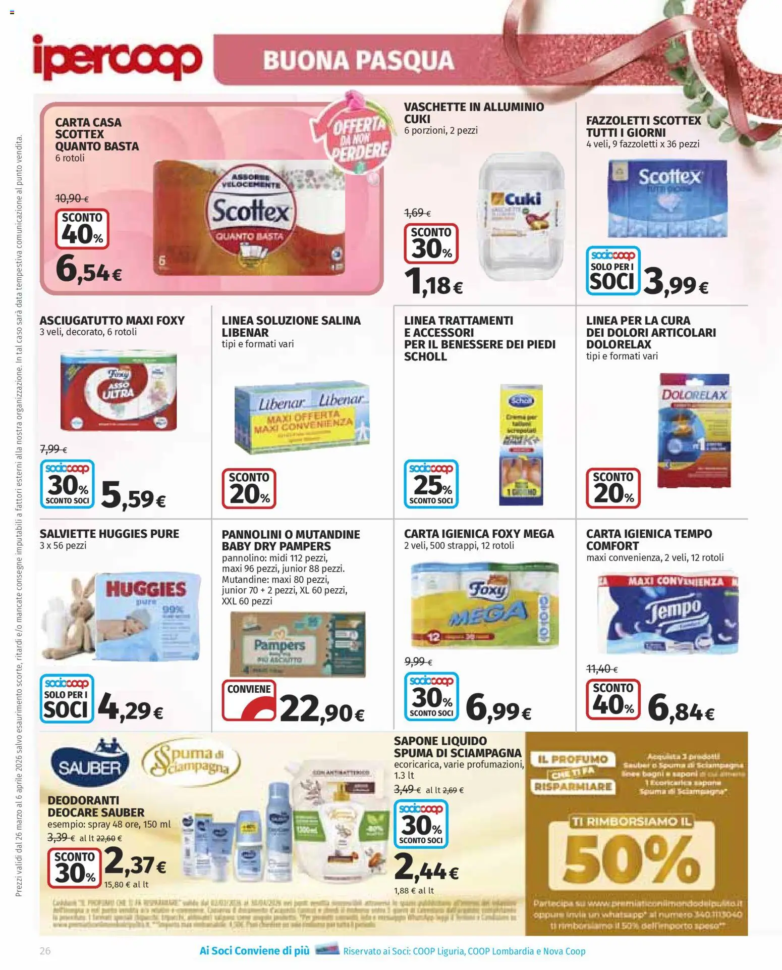 Volantino Ipercoop del 26.03.2026 | Pagina: 26 | Prodotti: Carta igienica, Data, Pampers, Asciugatutto