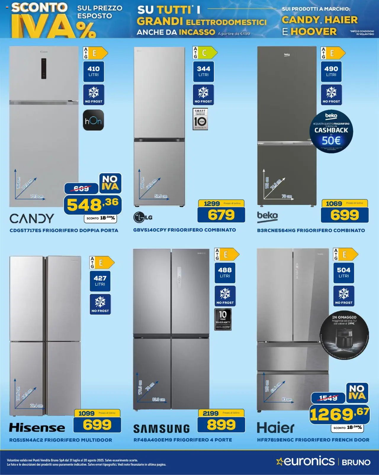 Volantino Euronics del 31.07.2025 | Pagina: 26 | Prodotti: Frigorifero, Friggitrice, Frigorifero combinato, Samsung