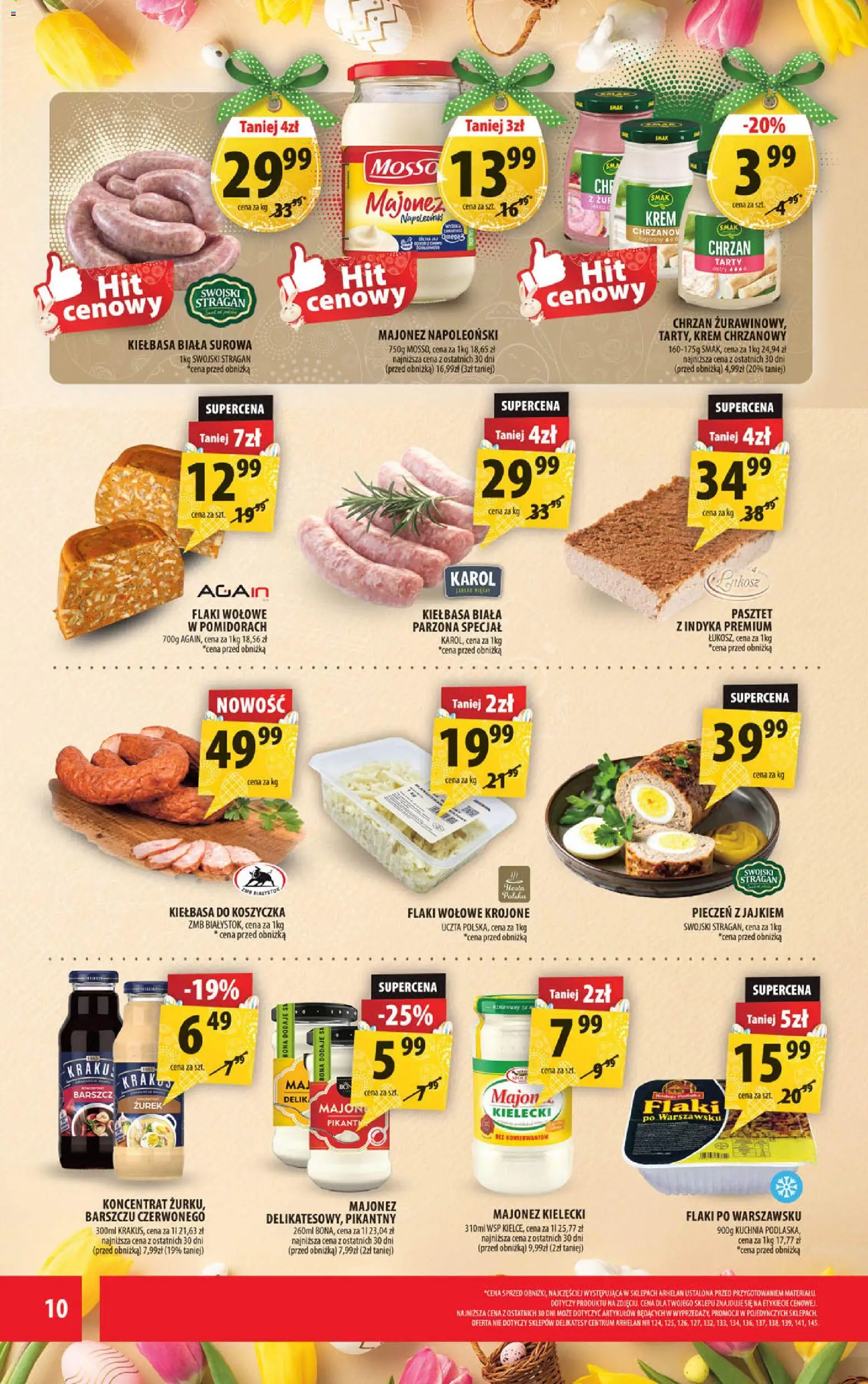 Arhelan gazetka od 27.03.2026 | Strona: 10 | Produkty: Kiełbasa, Barszcz, Flaki wołowe, Krem