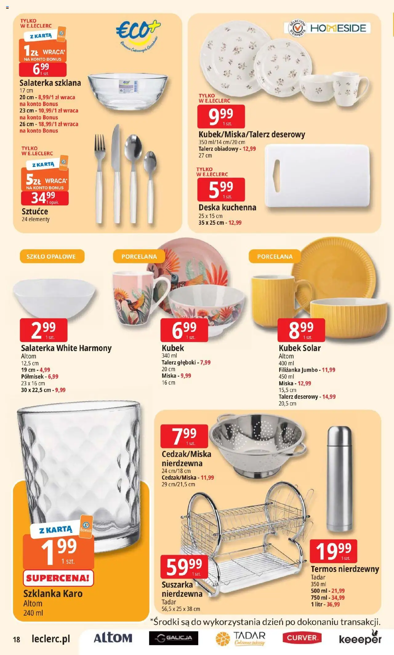 E.Leclerc Gazetka - Wrocław od 05.08.2025 | Strona: 18 | Produkty: Szklanka, Karta, Suszarka, Sztućce