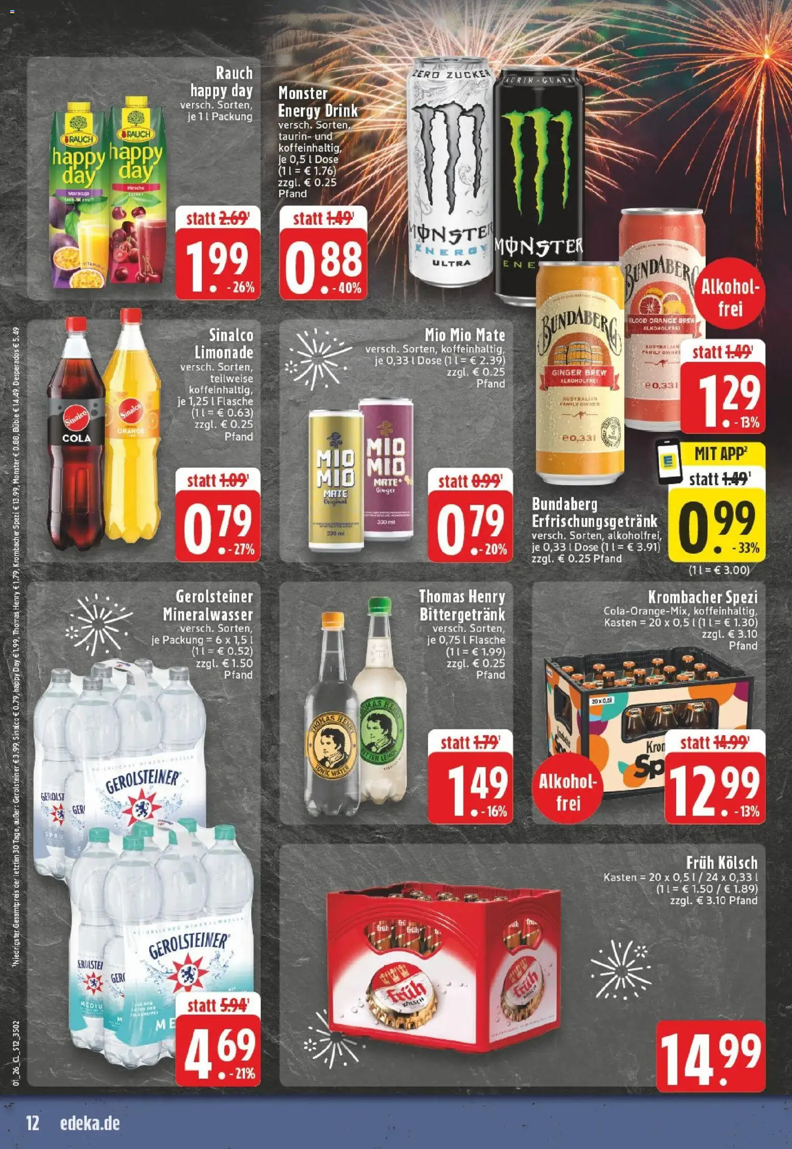 Edeka prospekt Leverkusen	 – gültig ab 28.12.2025 | Seite: 12 | Produkte: Sinalco, Cola, Limonade, Mio mio mate