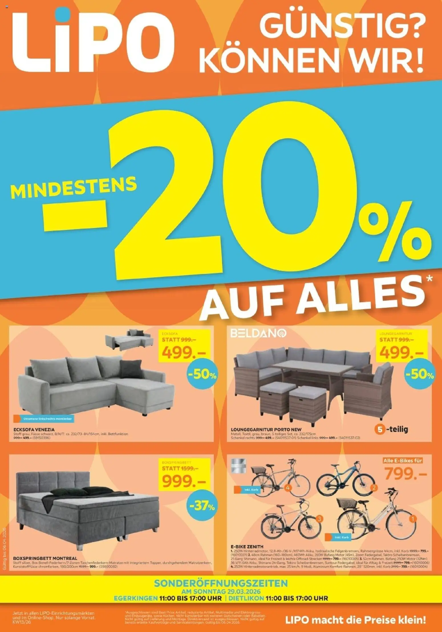 Lipo aktionen – gültig ab 24.03.2026 | Seite: 1 | Produkte: Matratze, Box, Korb, Boxspringbett