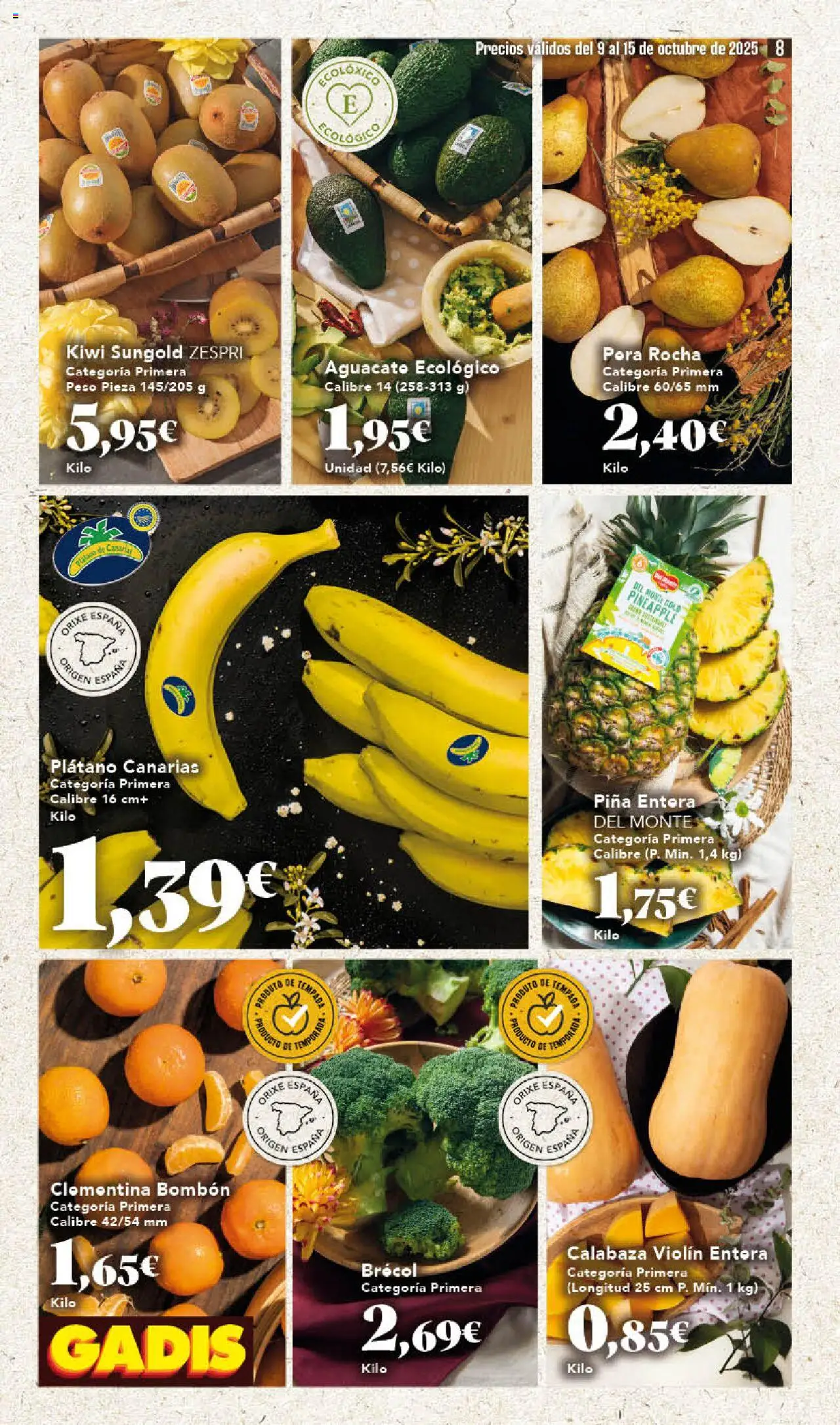 Gadis folleto │ válido desde el 09.10.2025 | Página: 8 | Productos: Πράσινο τσάι, Piña, Kiwi, Peso