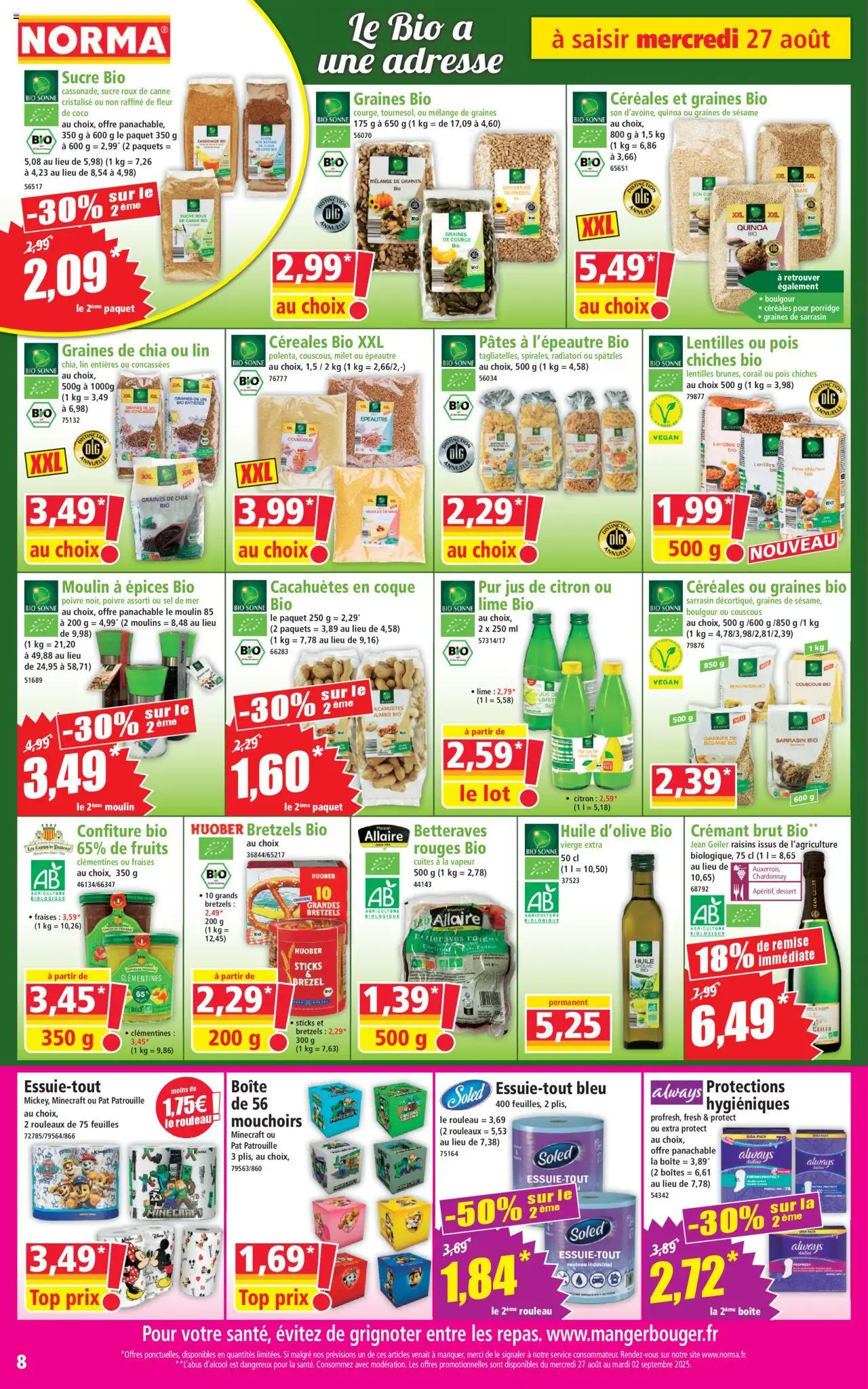  | Page: 8 | Produits: Sel, Pois chiches, Crémant, Pâtes