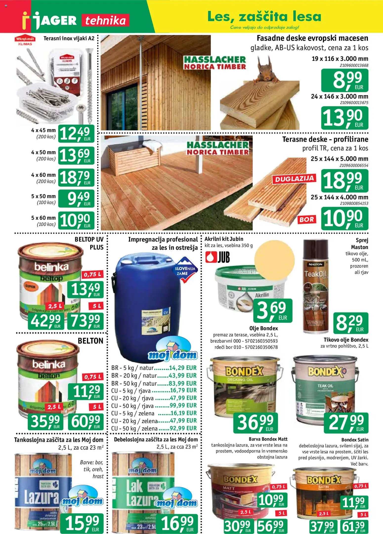 Novi Jager katalog ponudbe – veljaven od 29.04.2026 | Stran: 5 | Izdelki: Kos, Olje, Lak, Zelena