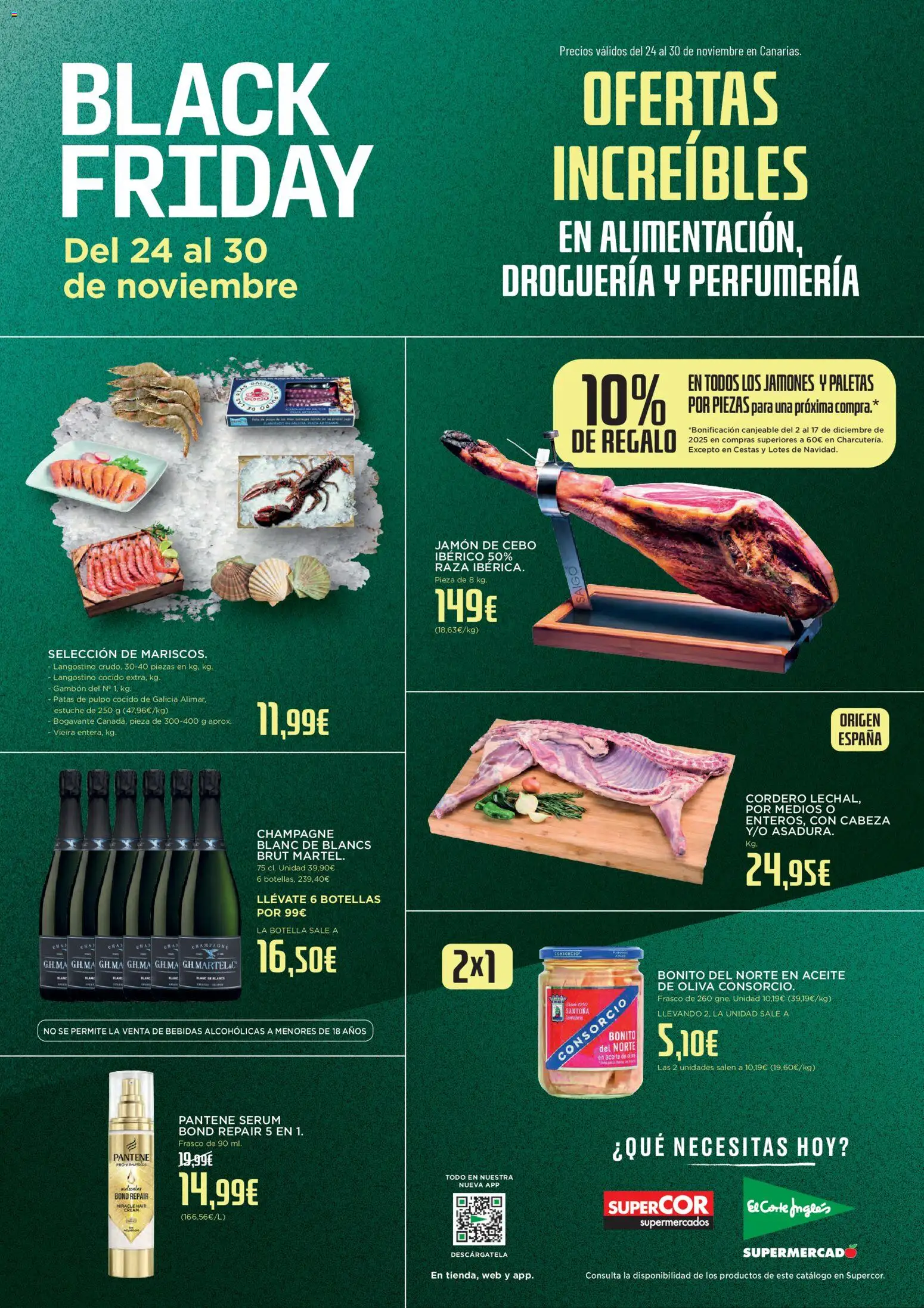 Supercor - Black Friday Canarias │ válido desde el 24.11.2025 | Página: 1 | Productos: Sérum, Aceite, Jamón, Φίλτρο καφέ