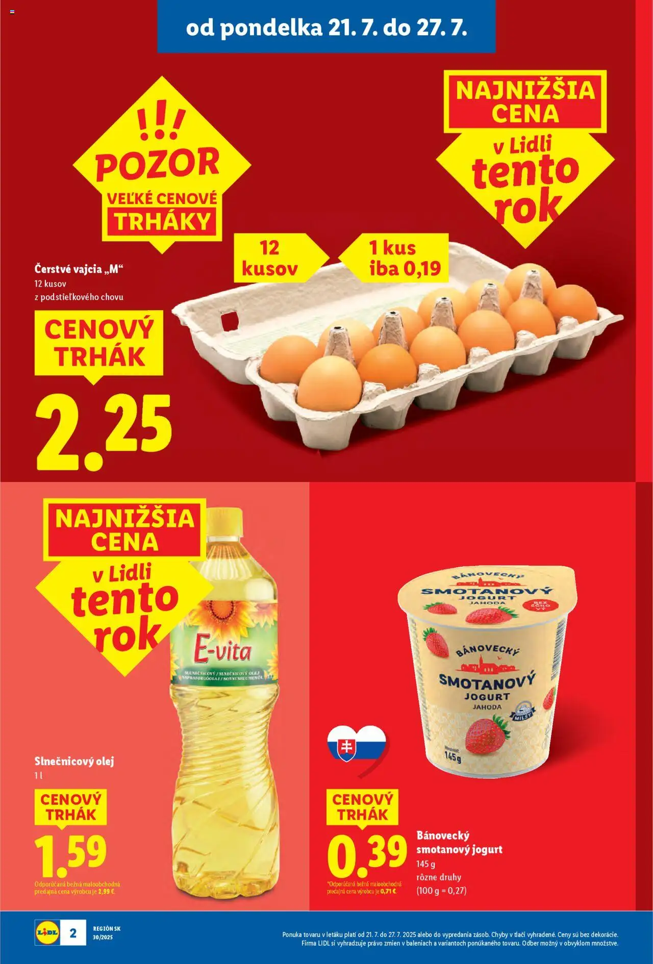 Lidl leták │ platný od 21.07.2025 | Strana: 6 | Produkty: Jogurt, Vajcia, Olej, Slnečnicový olej