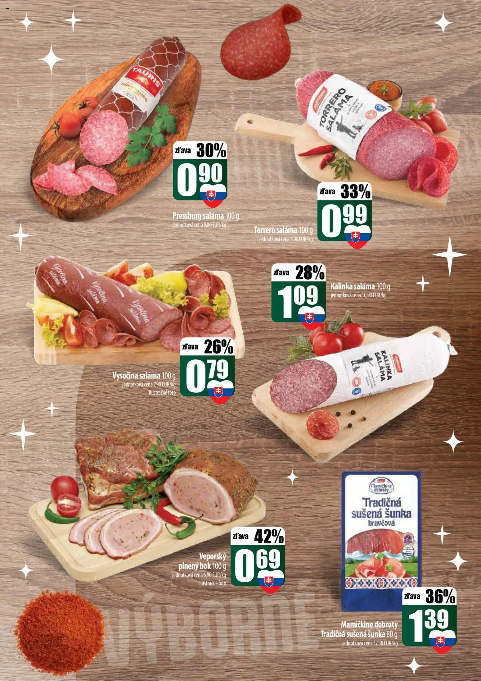 Nové COOP Jednota akcie – leták je platný od 18.12.2025 | Strana: 11 | Produkty: Saláma, Šunka