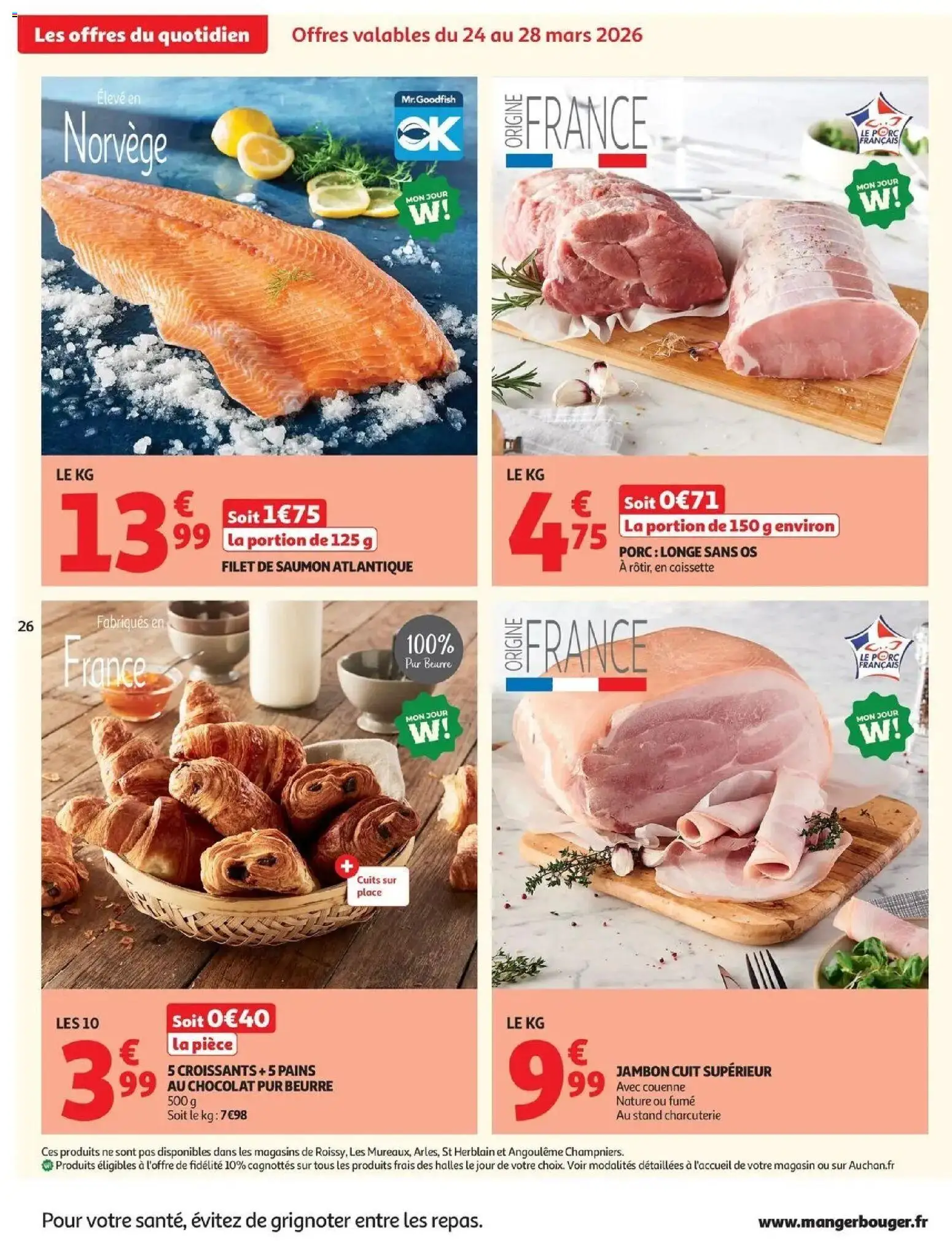 {H1} | Page: 28 | Produits: Filet de saumon, Beurre, Chocolat, Porc
