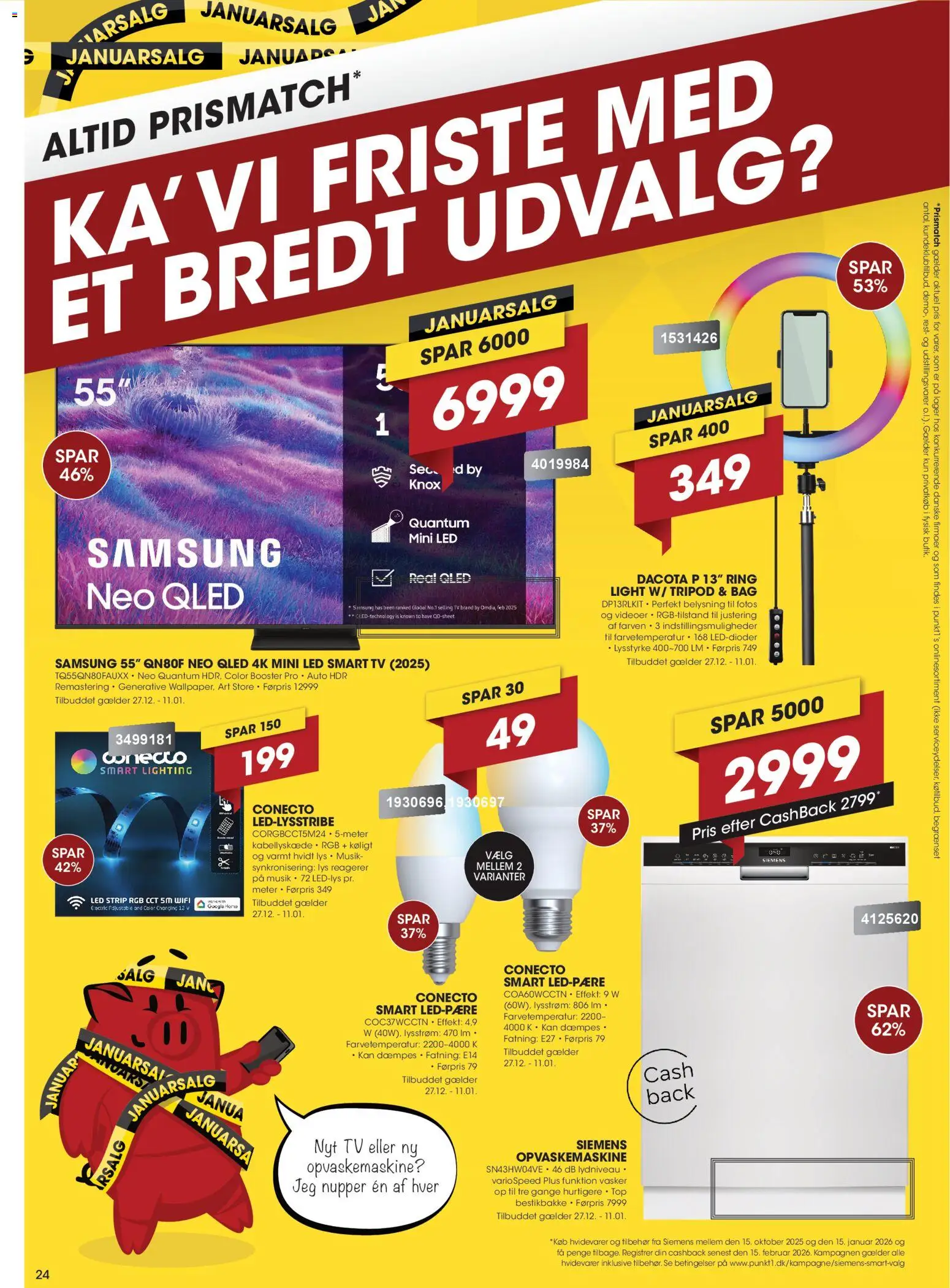 Punkt1 tilbudsavis – gyldig fra 27.12.2025 | Side: 24 | Produkter: Smart TV, Is, Søm, Opvaskemaskine