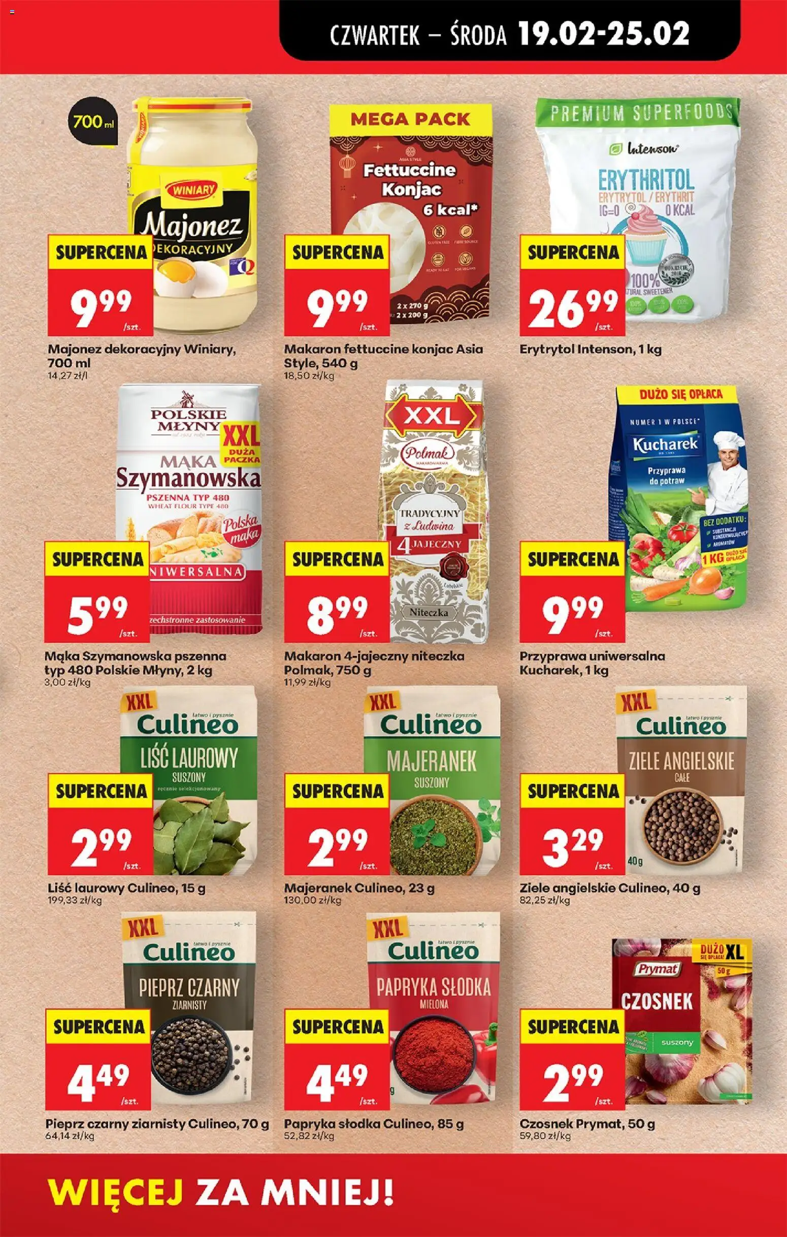 Biedronka gazetka - Oferta w tym tygodniu od 19.02.2026 | Strona: 41 | Produkty: Majeranek, Liśc laurowy, Mąka szymanowska, Erytrytol