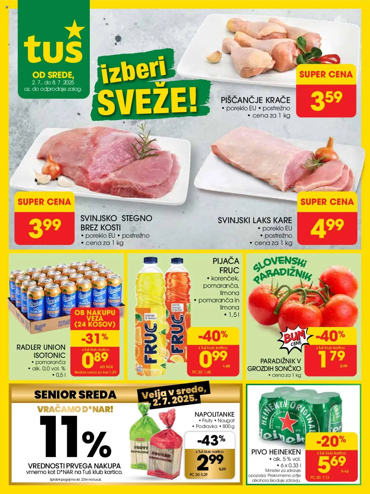 Tuš katalog │ velja od 02.07.2025 | Stran: 1 | Izdelki: Kos, Radler, Pivo, Paradiznik
