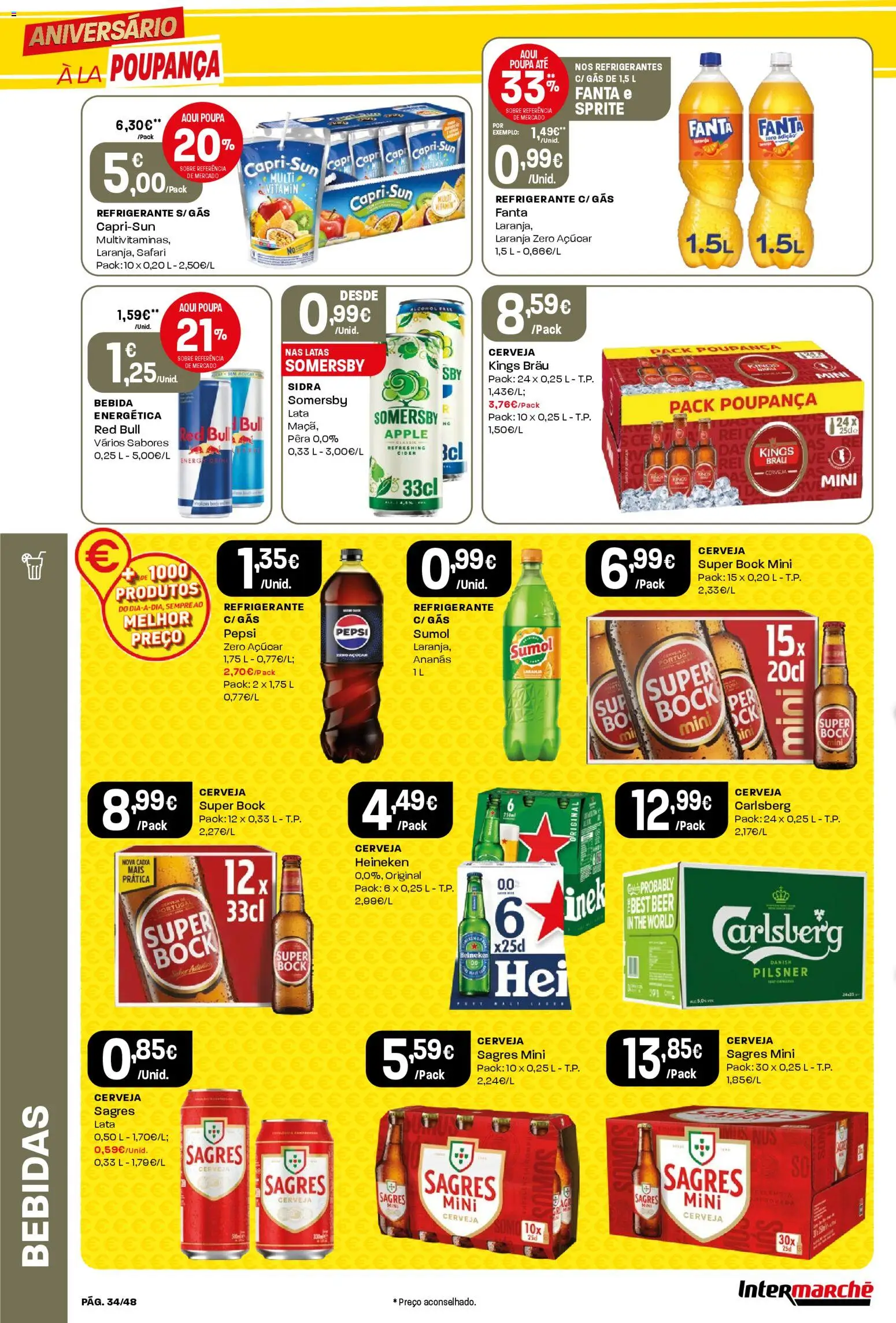 Intermarché folheto │ válido de 30.10.2025 | Página: 34 | Produtos: Refrigerante, Fanta, Sumo, Somersby