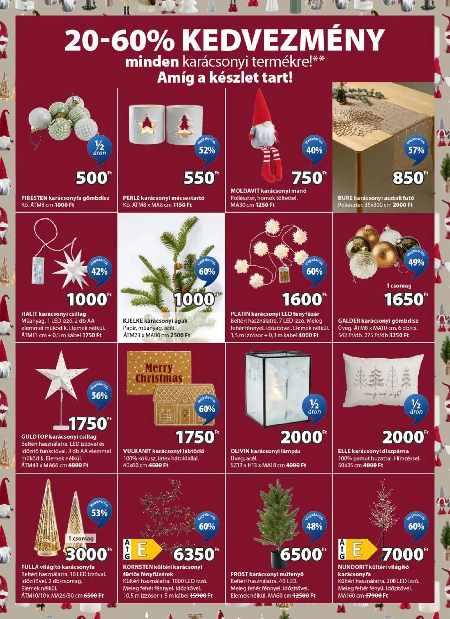 JYSK akciós ujság - amely érvényes a következő dátumtól: 10.12.2025 | Oldal: 2 | Termékek: Fényfüzér, Karácsonyfa, Lábtörlő, Mécsestartó