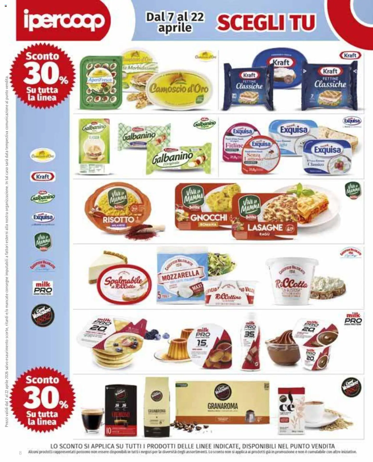 Volantino Ipercoop del 07.04.2026 | Pagina: 8 | Prodotti: Mozzarella, Data, Ragú, Gnocchi