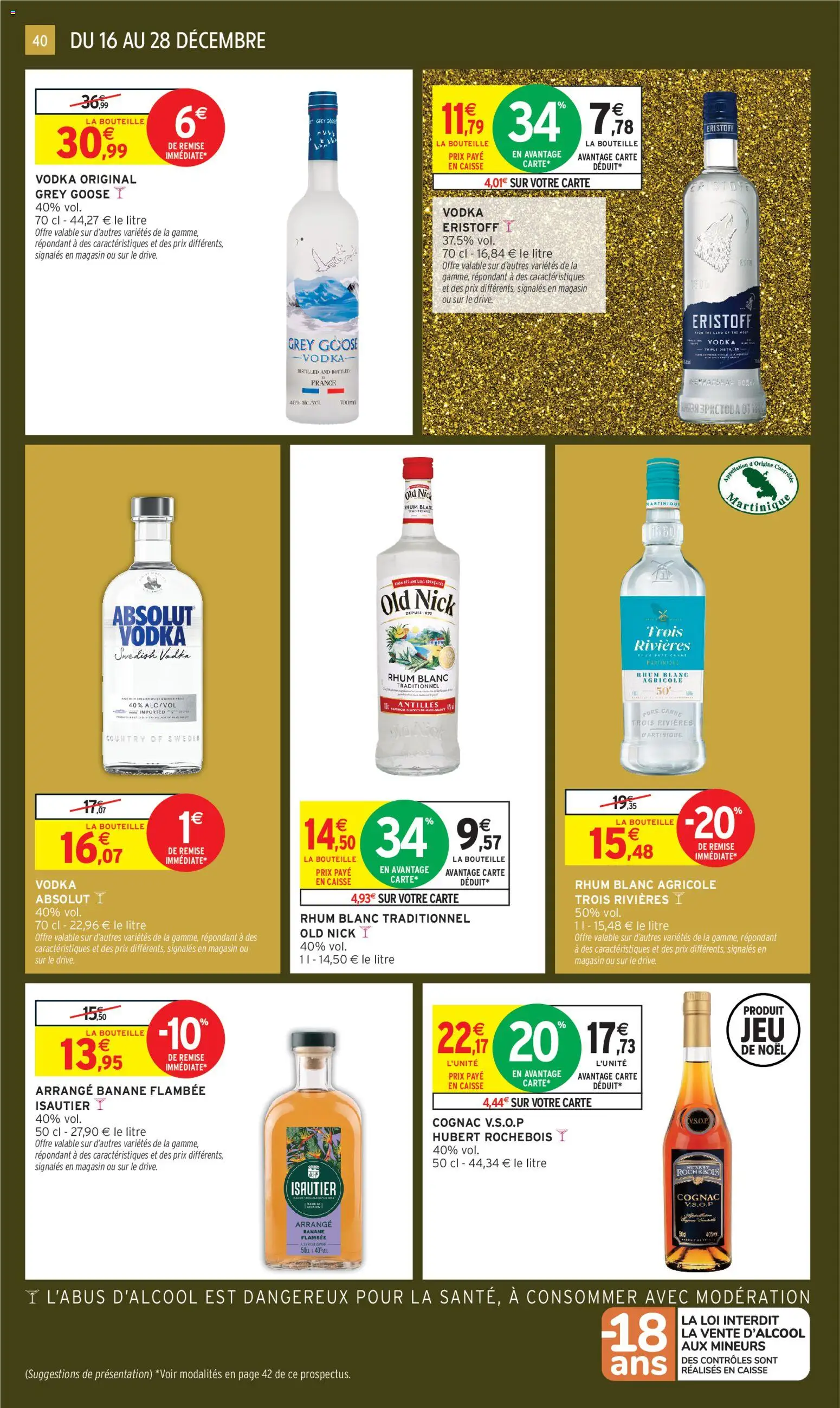 {H1} | Page: 40 | Produits: Rhum, Cognac, Rhum blanc traditionnel, Thé