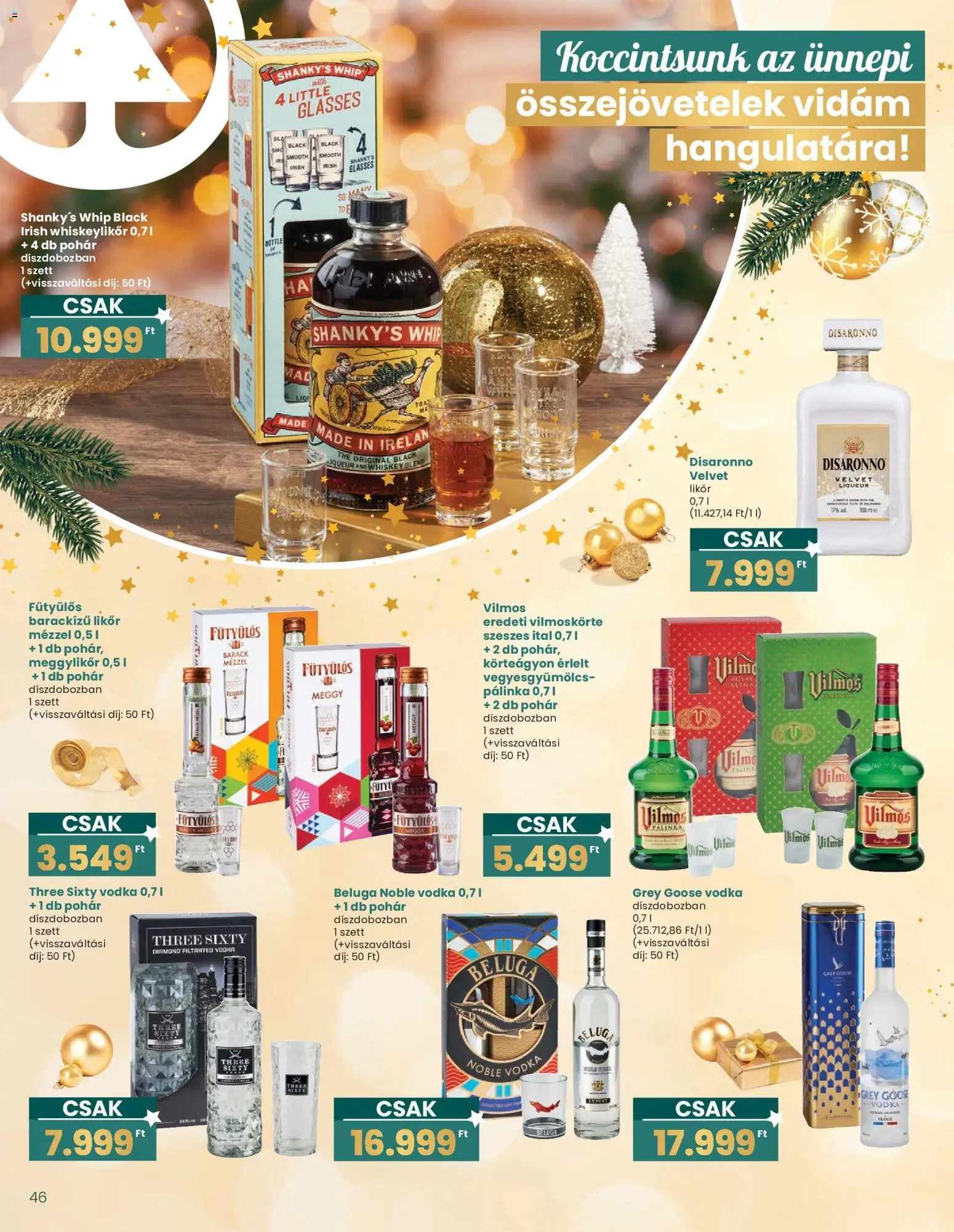 Interspar akciós ujság - amely érvényes a következő dátumtól: 20.12.2025 | Oldal: 46 | Termékek: Whiskey, Pálinka, Vodka, Pohár