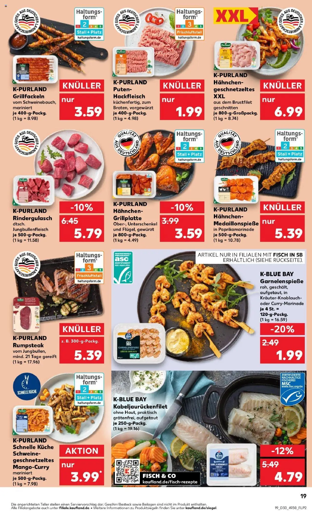 Kaufland prospekt Bottrop	 - gültig ab dem 23.07.2025 | Seite: 19 | Produkte: Rumpsteak, Hahnchen, Küche, Fisch