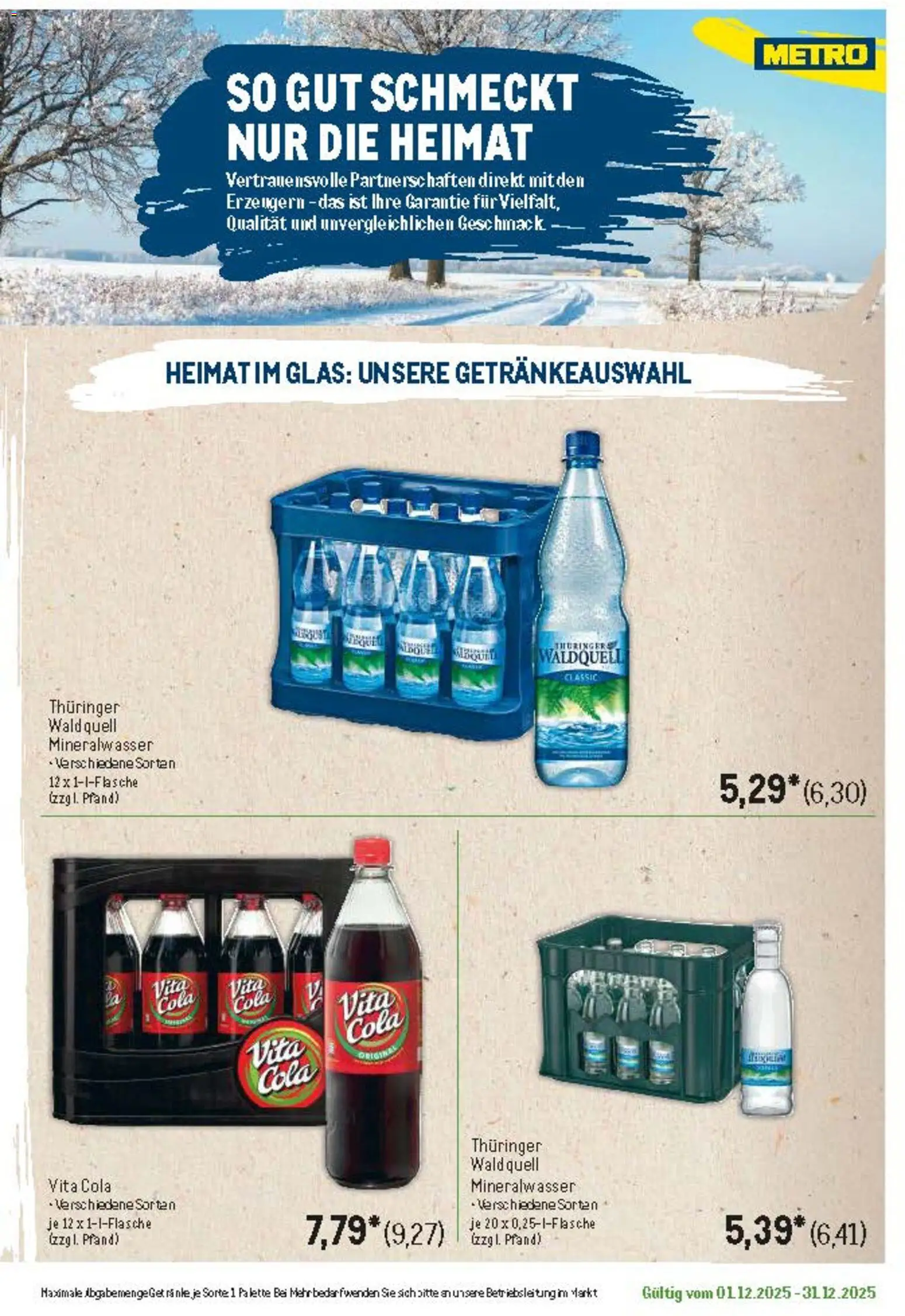 Metro Regionaler Flyer – gültig ab 01.12.2025 | Seite: 20 | Produkte: Cola, Mineralwasser, Vita cola
