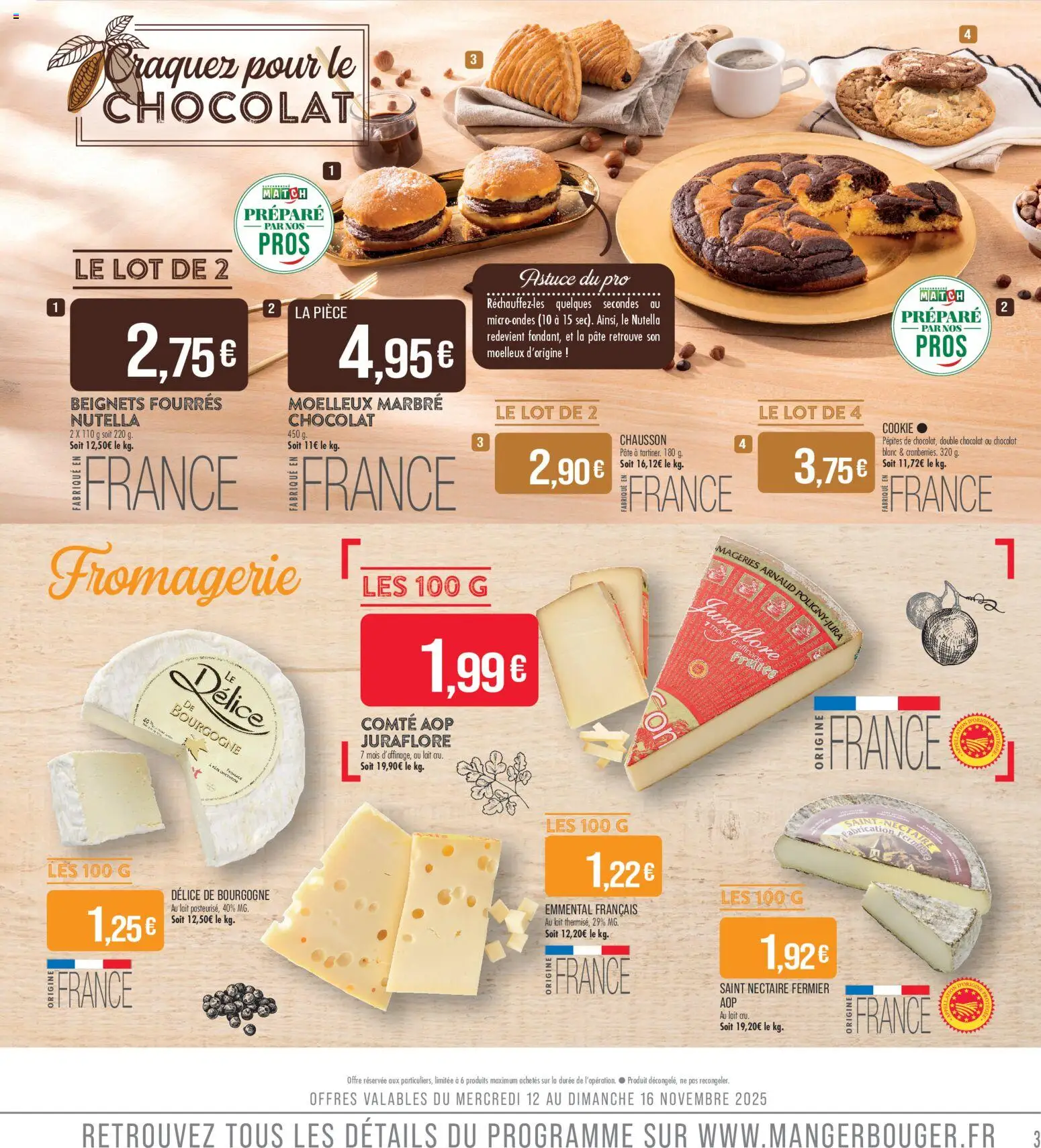 {H1} | Page: 3 | Produits: Emmental, Nutella, Lait, Chocolat