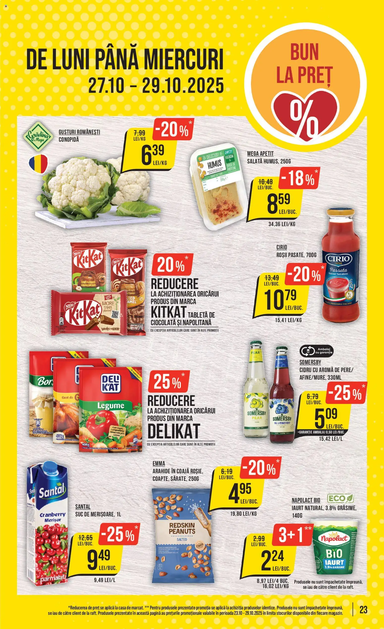 Noul catalog Mega Image – valabil de la 23.10.2025 | Pagină: 23 | Produse: Şerit ödül, Arahide, Iaurt, Ciocolată