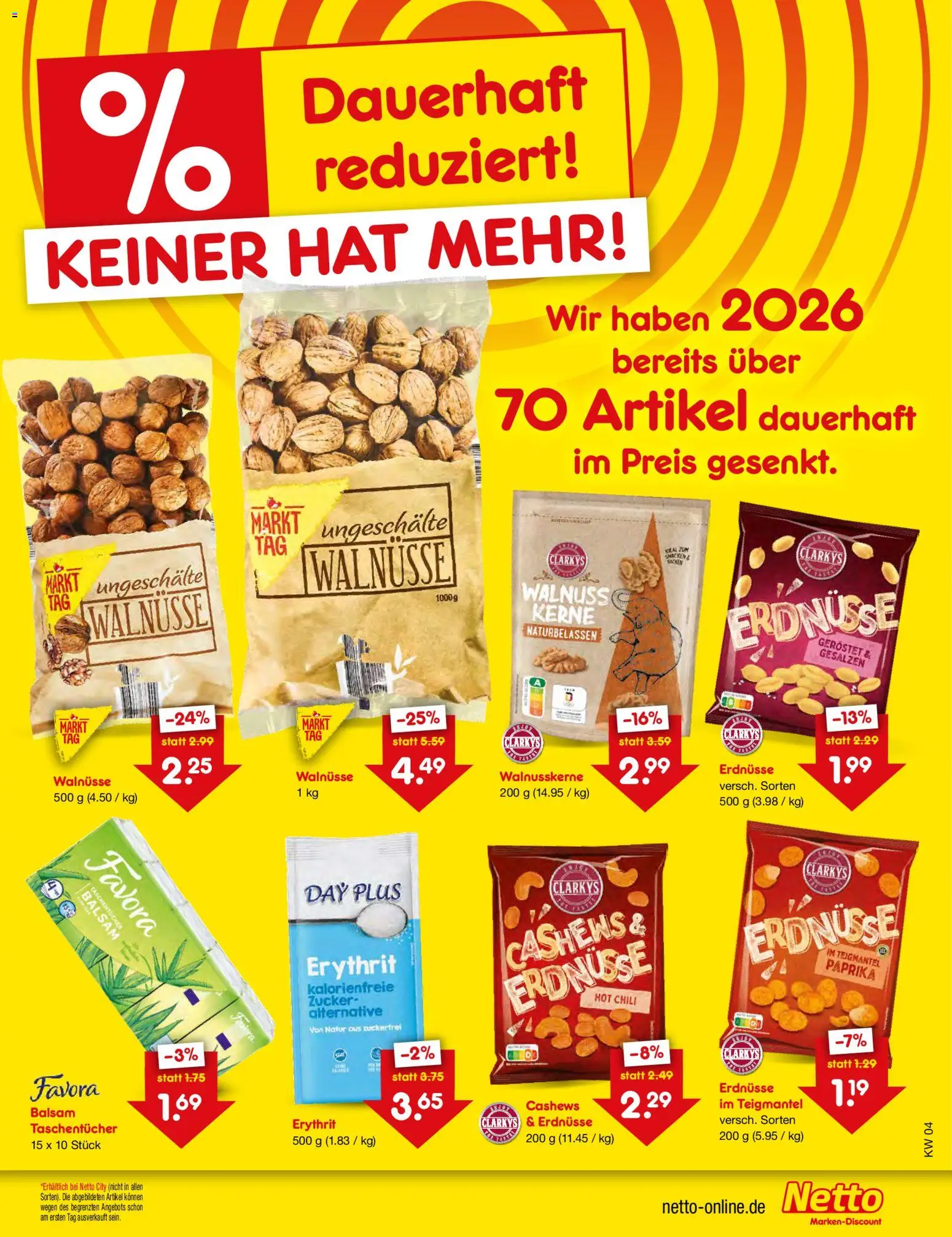 Netto Marken-Discount Preissenkung auf Dauer – gültig ab 22.01.2026 | Seite: 2 | Produkte: Erdnüsse, Walnüsse, Paprika, Zucker