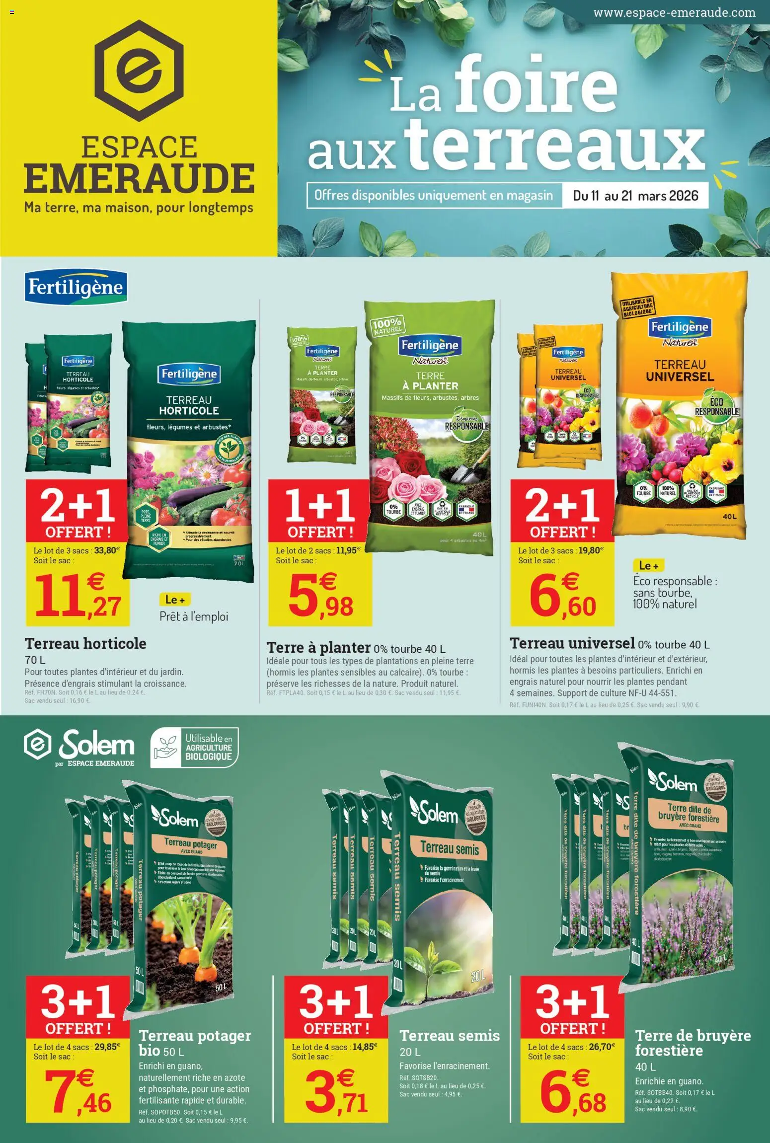 {H1} | Page: 1 | Produits: Base, Terreau Universel, Terreau, Terre de bruyère