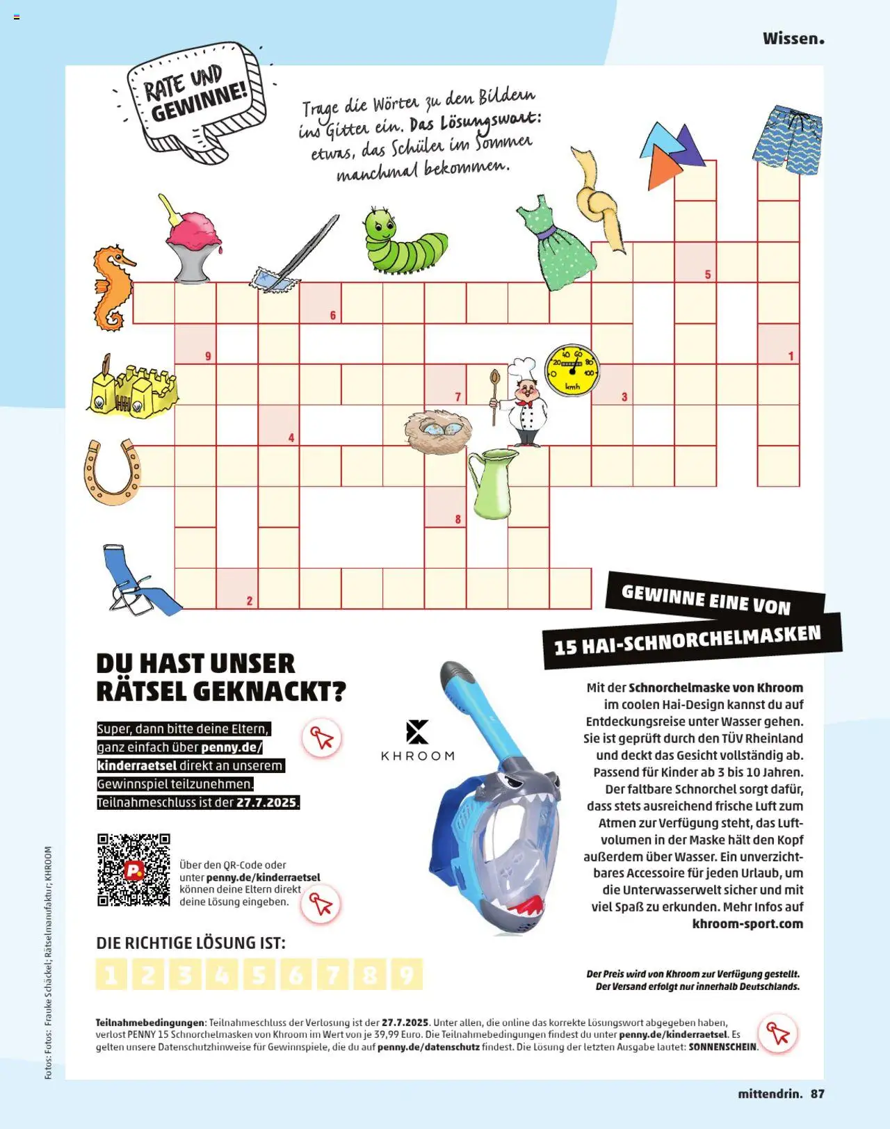 Penny  Kundenmagazin Sommer - gültig ab dem 13.06.2025 | Seite: 87 | Produkte: Maske, Wasser