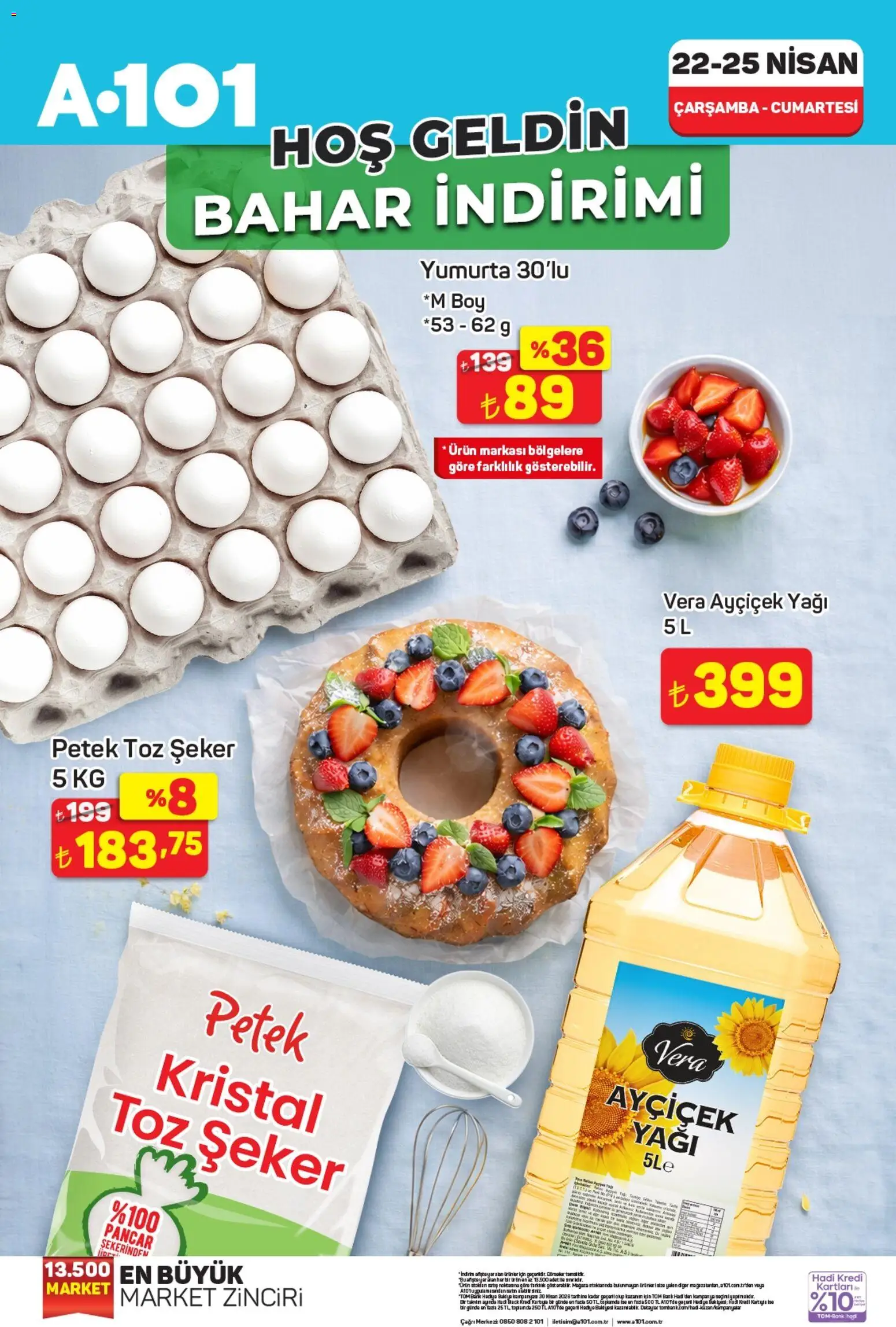 A101 - Bahar indirimi - 22.04.2026 tarihinden itibaren geçerlidir | Sayfa: 2 | Ürünler: Yumurta, Şeker, Pancar, Toz şeker