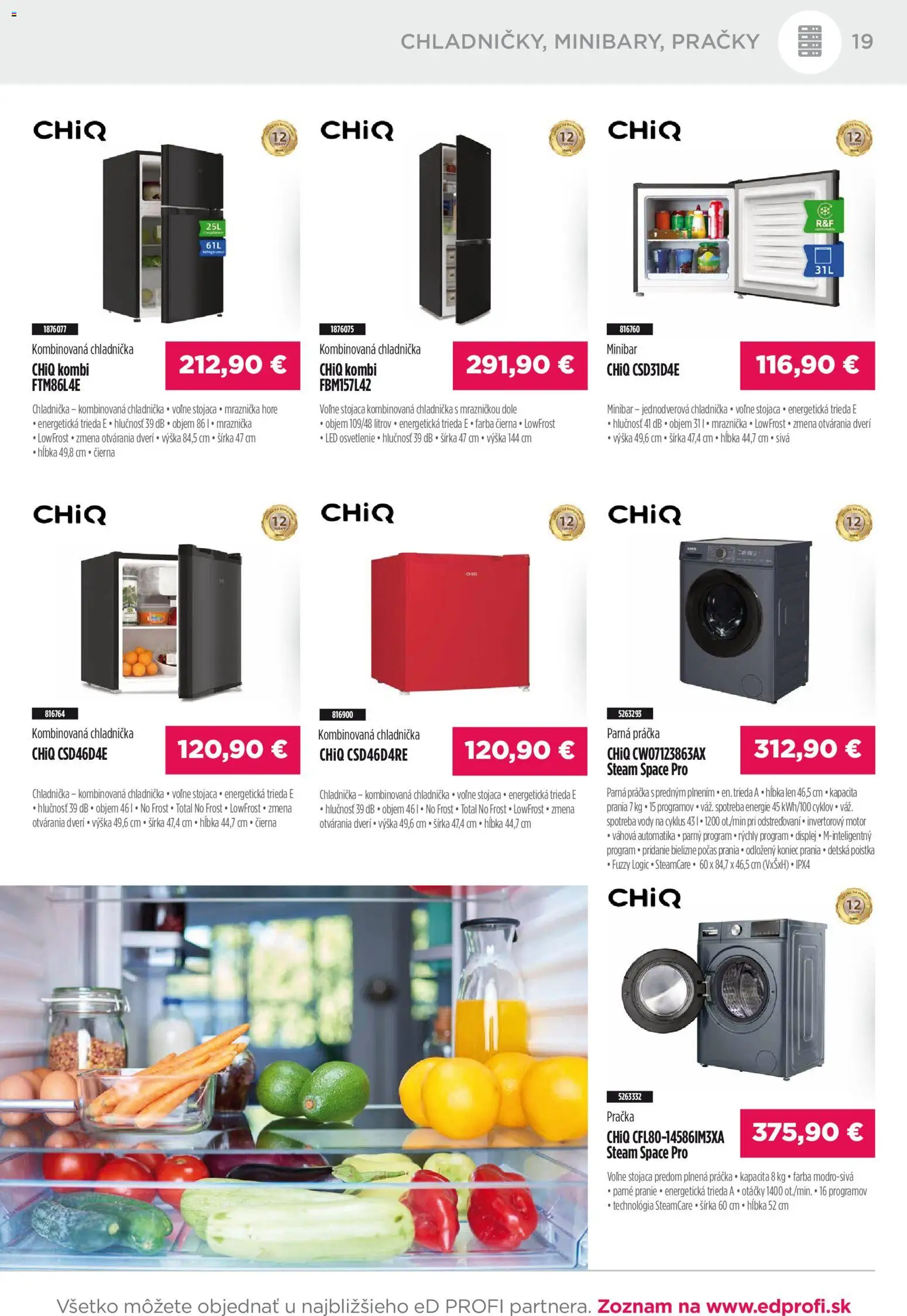 Nové ED Profi akcie – leták je platný od 01.12.2025 | Strana: 19 | Produkty: Led osvetlenie, Osvetlenie, Chladnička, Práčky