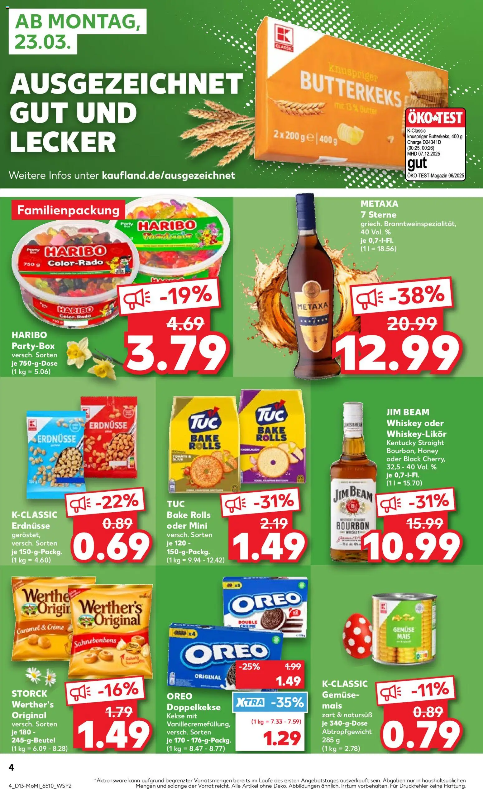 Kaufland Prospekt Köln	 – gültig ab 23.03.2026 | Seite: 4 | Produkte: Haribo, Butter, Metaxa, Bourbon