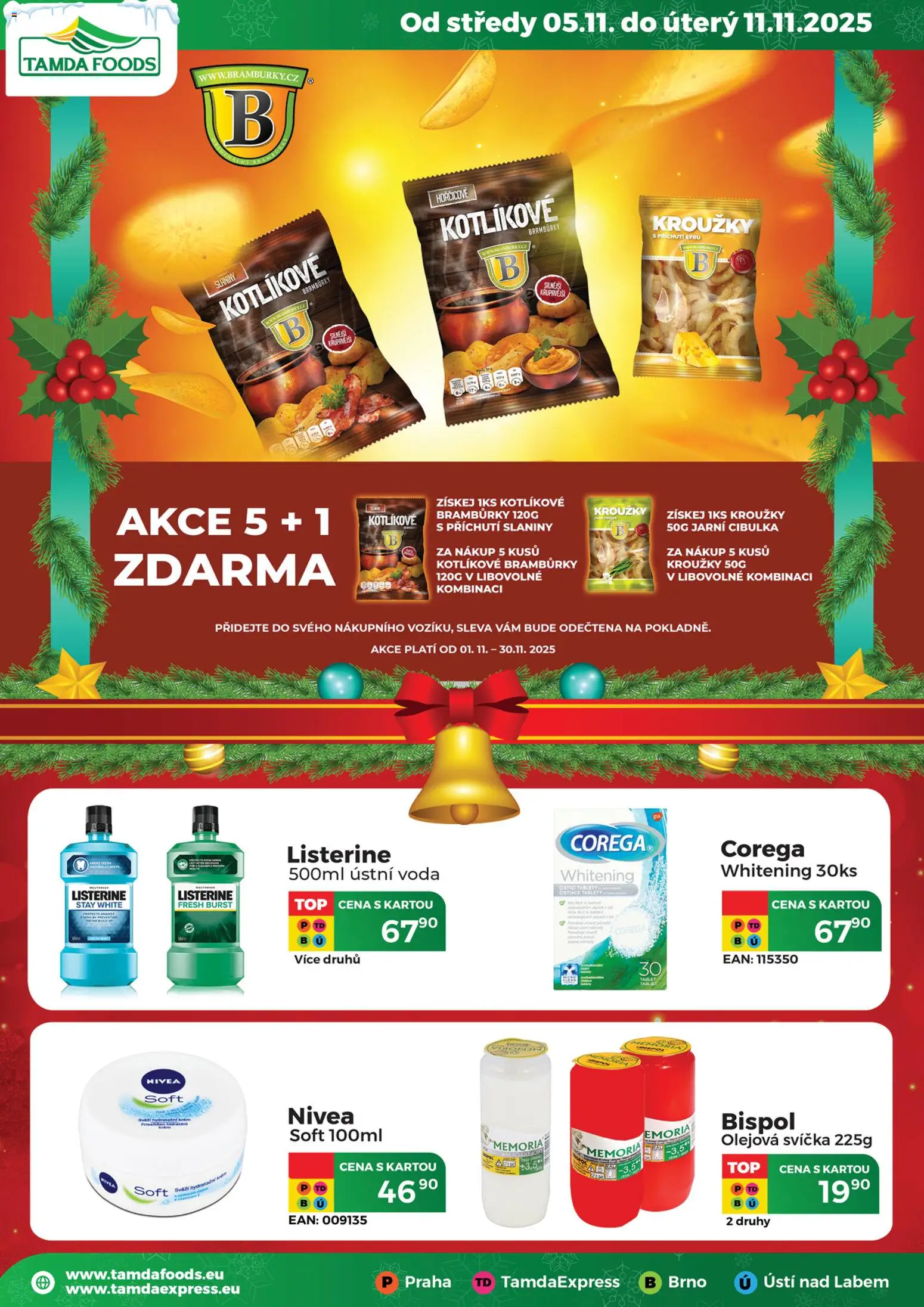 Tamda Foods leták od 05.11.2025 | Strana: 1 | Produkty: Ústní voda, Voda, Nivea, Bramburky