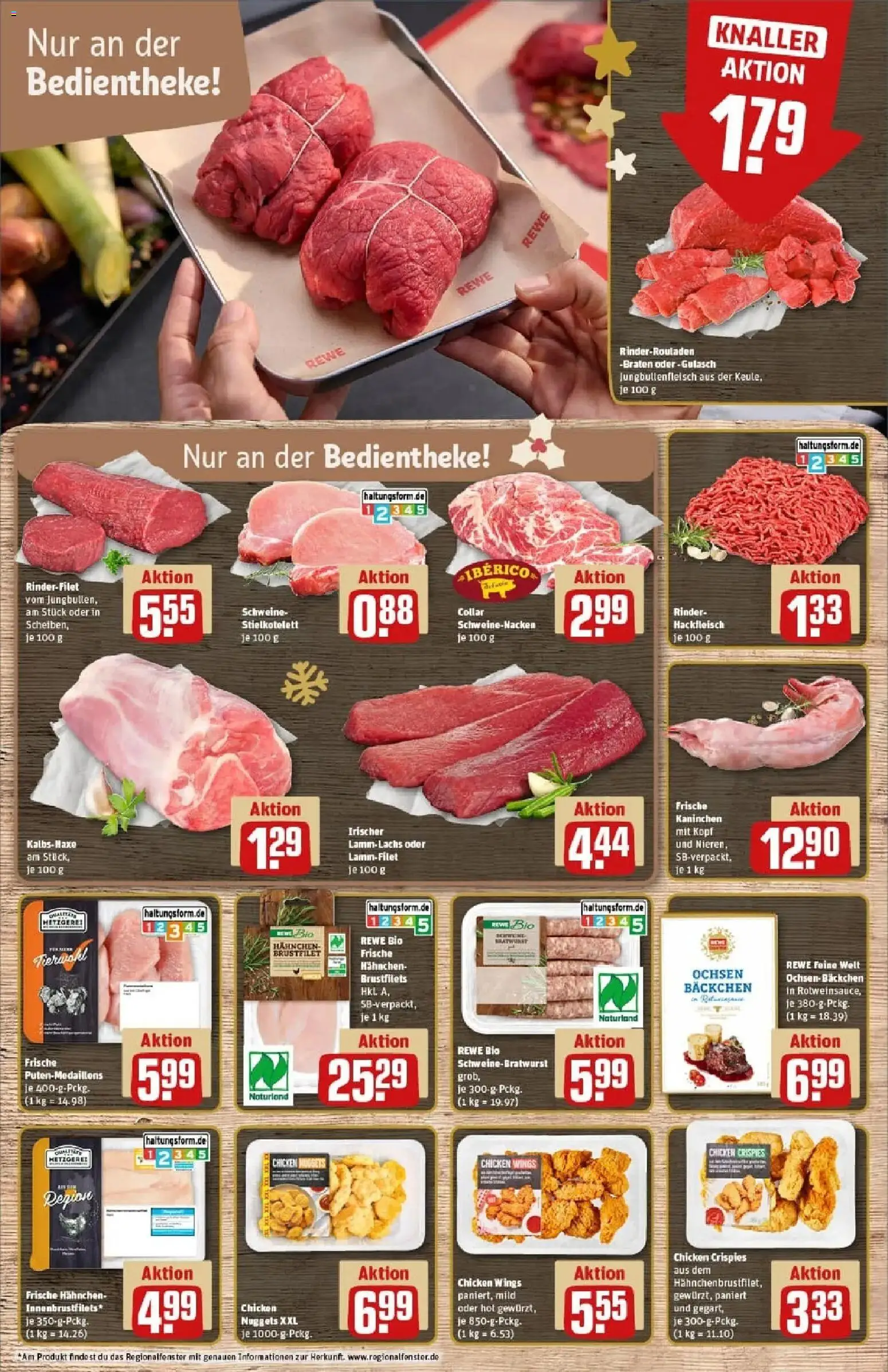 Rewe prospekt Petersberg	 – gültig ab 23.11.2025 | Seite: 8 | Produkte: Rinderrouladen, Hahnchen, Kaninchen, Hackfleisch