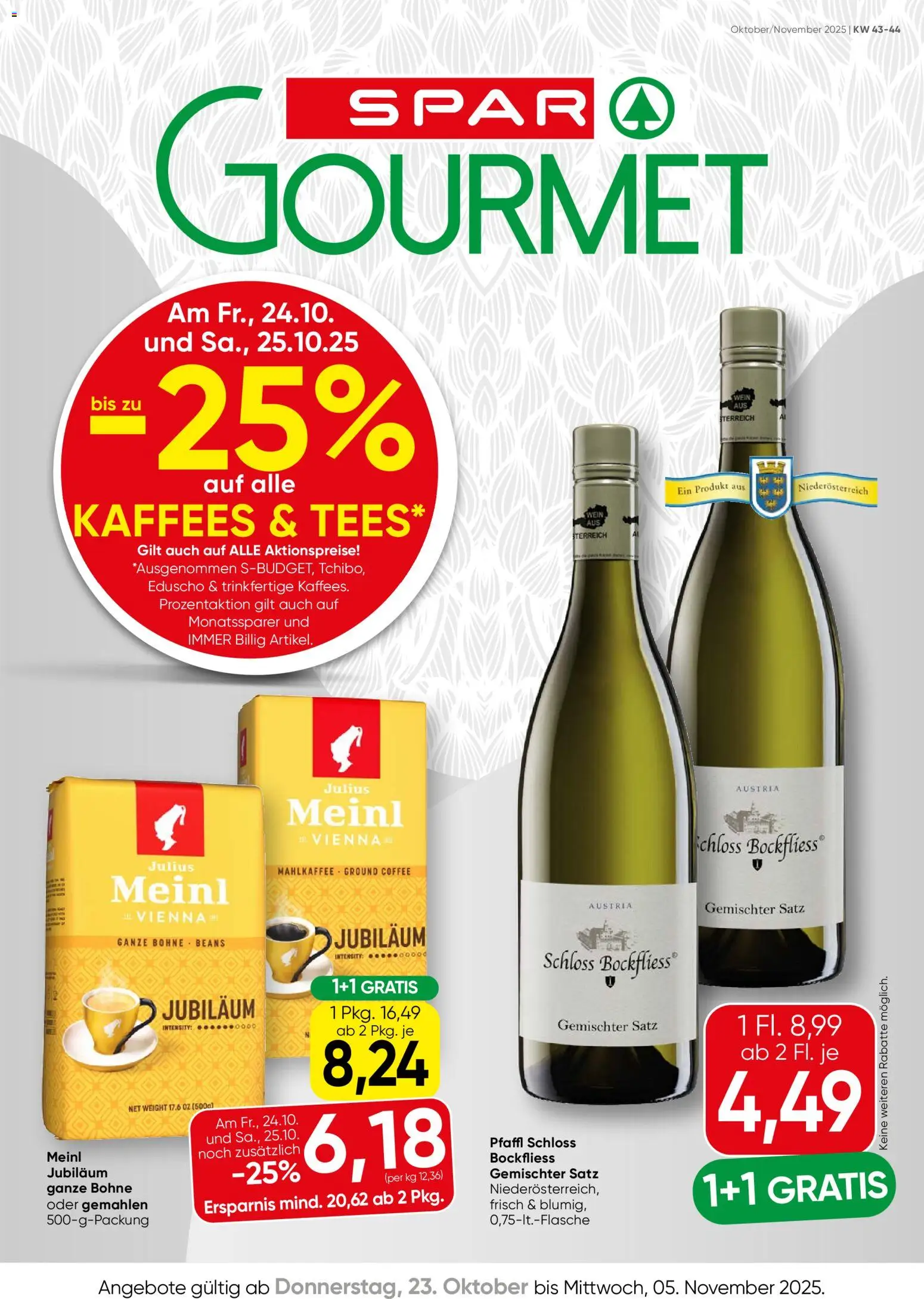 SPAR Gourmet Flugblatt gültig ab 23.10.2025 | Seite: 1 | Produkte: Wein