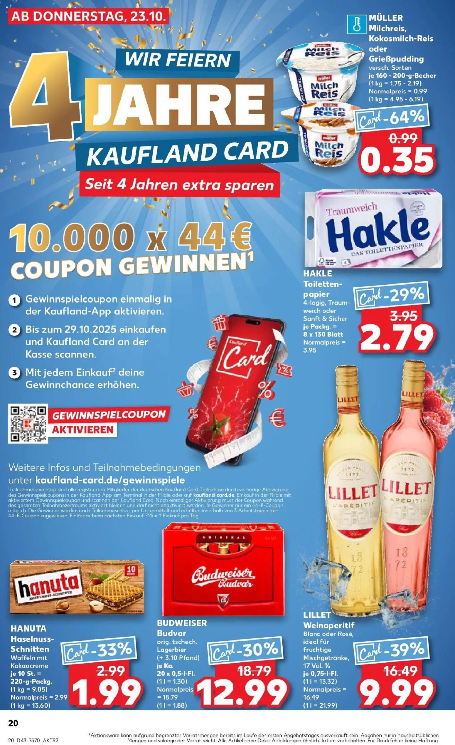 Kaufland prospekt Remscheid	 – gültig ab 27.10.2025 | Seite: 20 | Produkte: Milch, Waffeln, Lillet, Budweiser