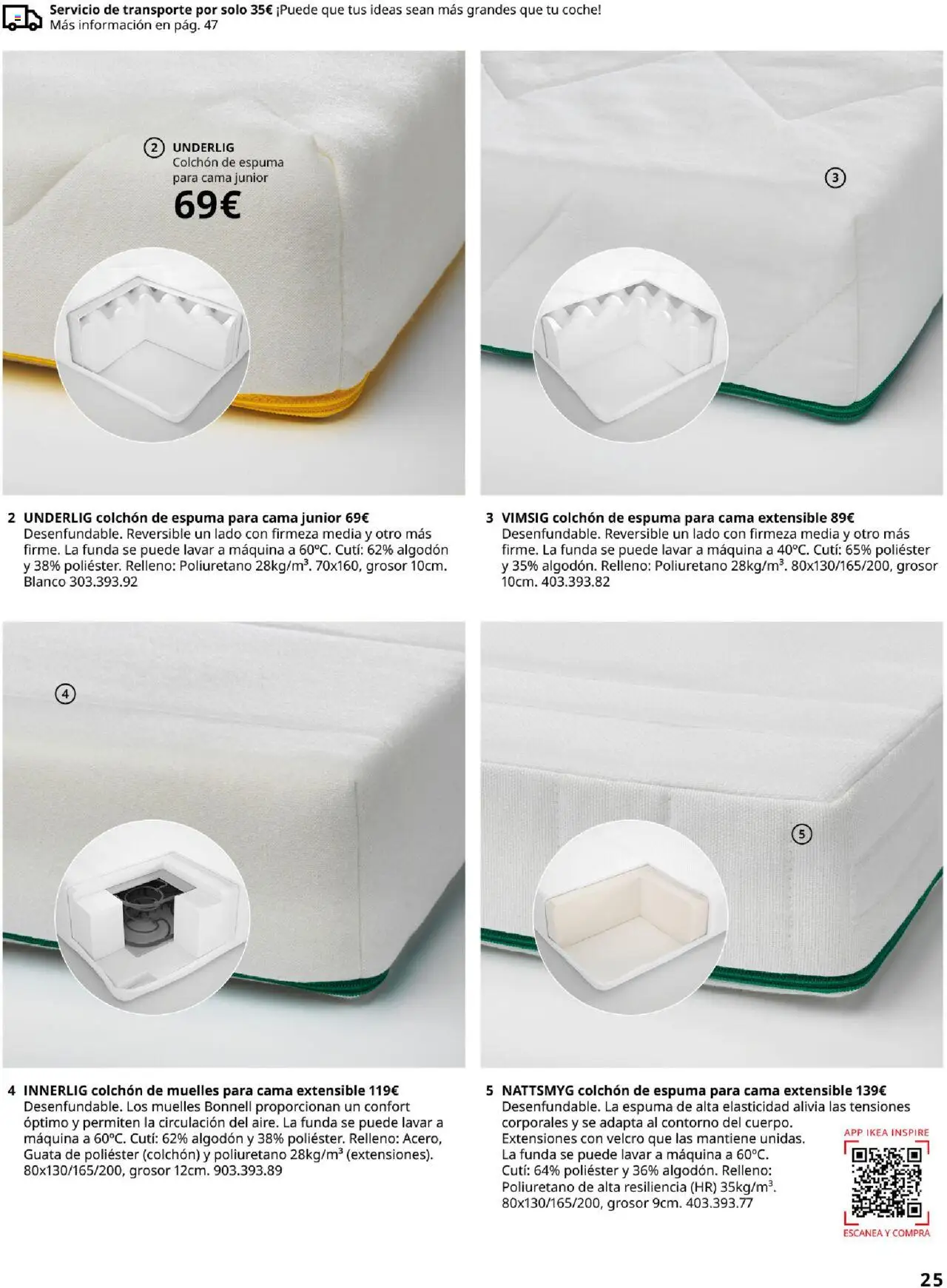Catálogo IKEA y los niños │ válido desde el 04.02.2025 | Página: 25 | Productos: Colchon, Funda, Cama