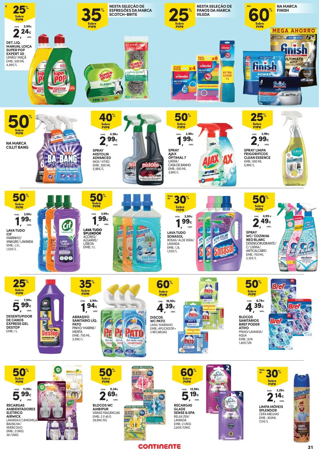 Continente - Açores │ válido de 16.10.2025 | Página: 31 | Produtos: Limpa móveis, Cera, Casa de banho, Pá