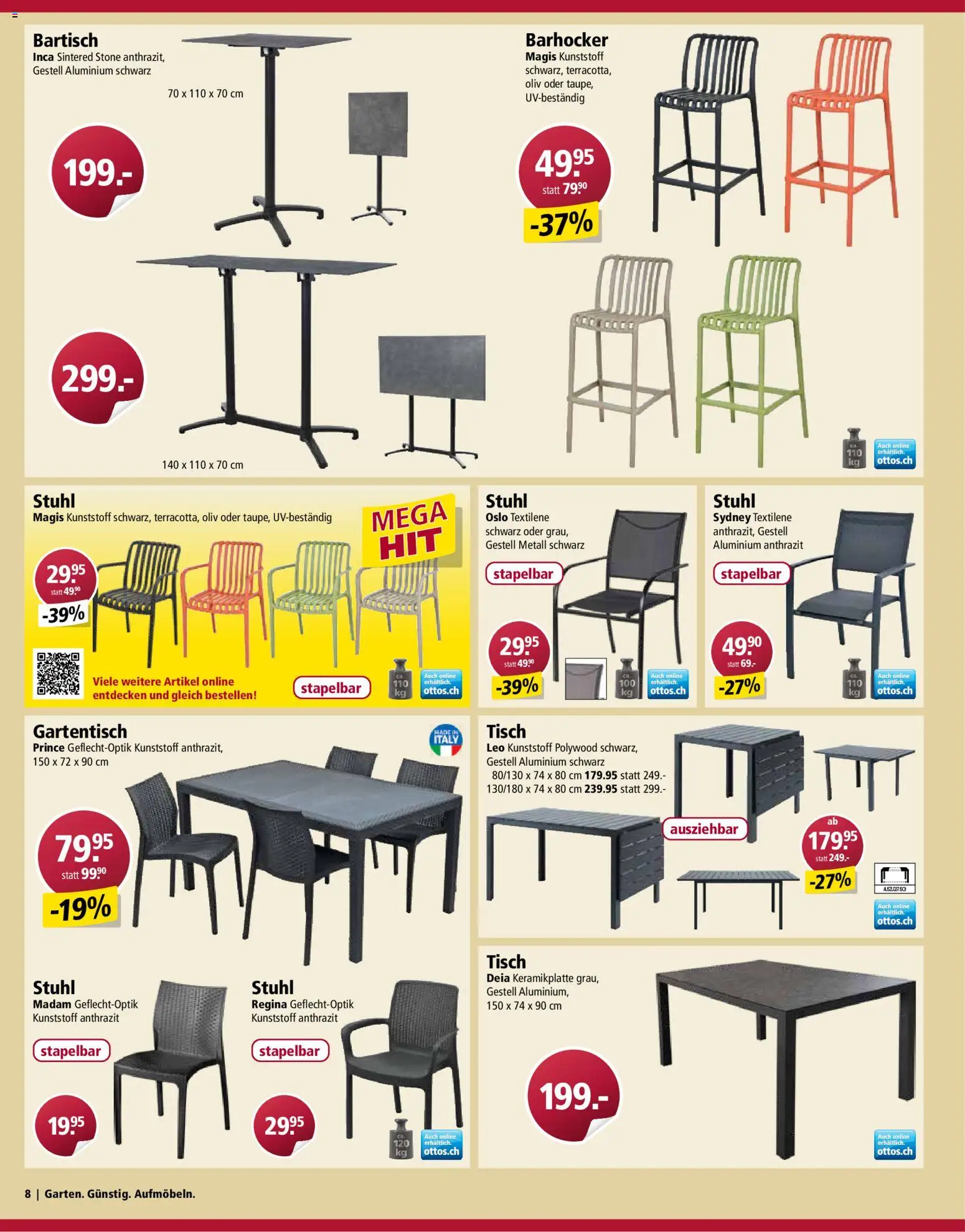Otto's Aktionen Gartenmöbel – gültig ab 03.03.2026 | Seite: 8 | Produkte: Tisch, Bartisch, Stuhl, Barhocker
