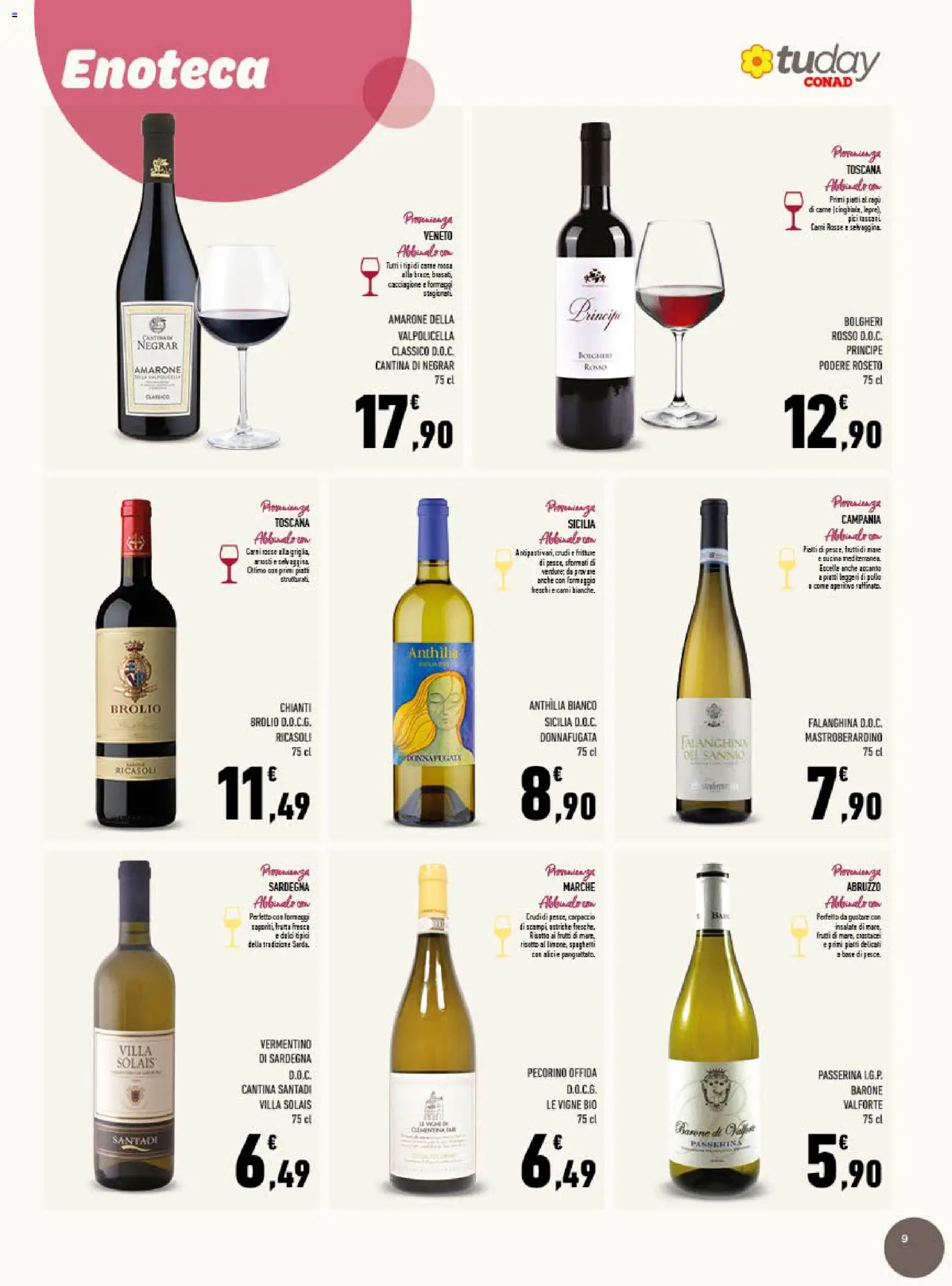 Volantino Conad del 25.03.2026 | Pagina: 9 | Prodotti: Pollo, Formaggio, Enoteca, Pecorino