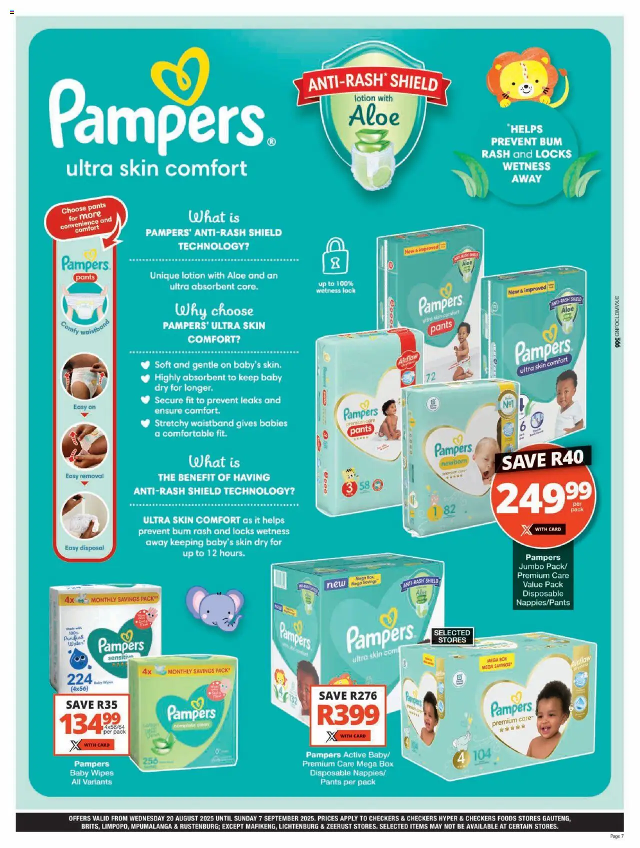 Checkers Gauteng - Baby Promotion │ valid from 20.08.2025 | Page: 7 | Products: Pants, Lock, Box, Lotion