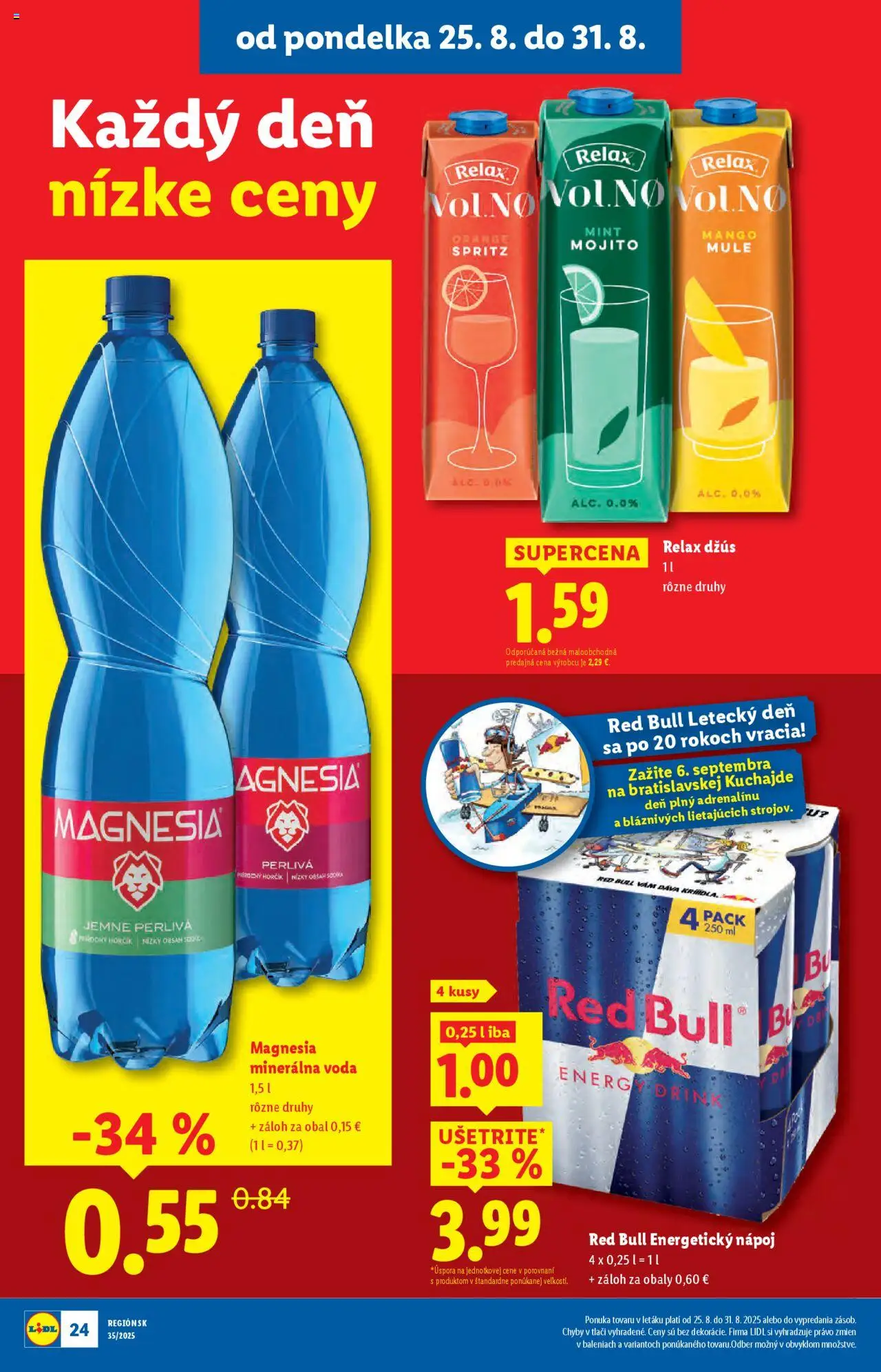 Lidl leták │ platný od 25.08.2025 | Strana: 32 | Produkty: Red Bull, Magnesia, Mango, Energetický nápoj