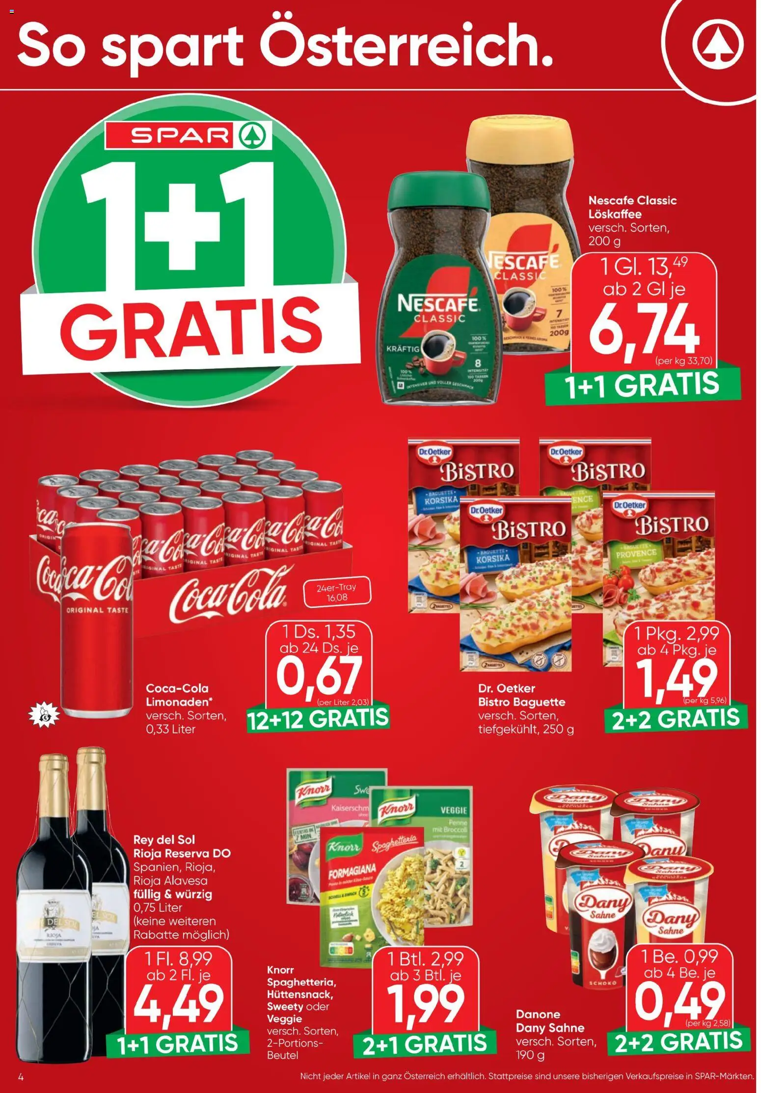 Spar Flugblatt gültig ab 27.11.2025 | Seite: 4 | Produkte: Sahne, Jääkaappipakastin