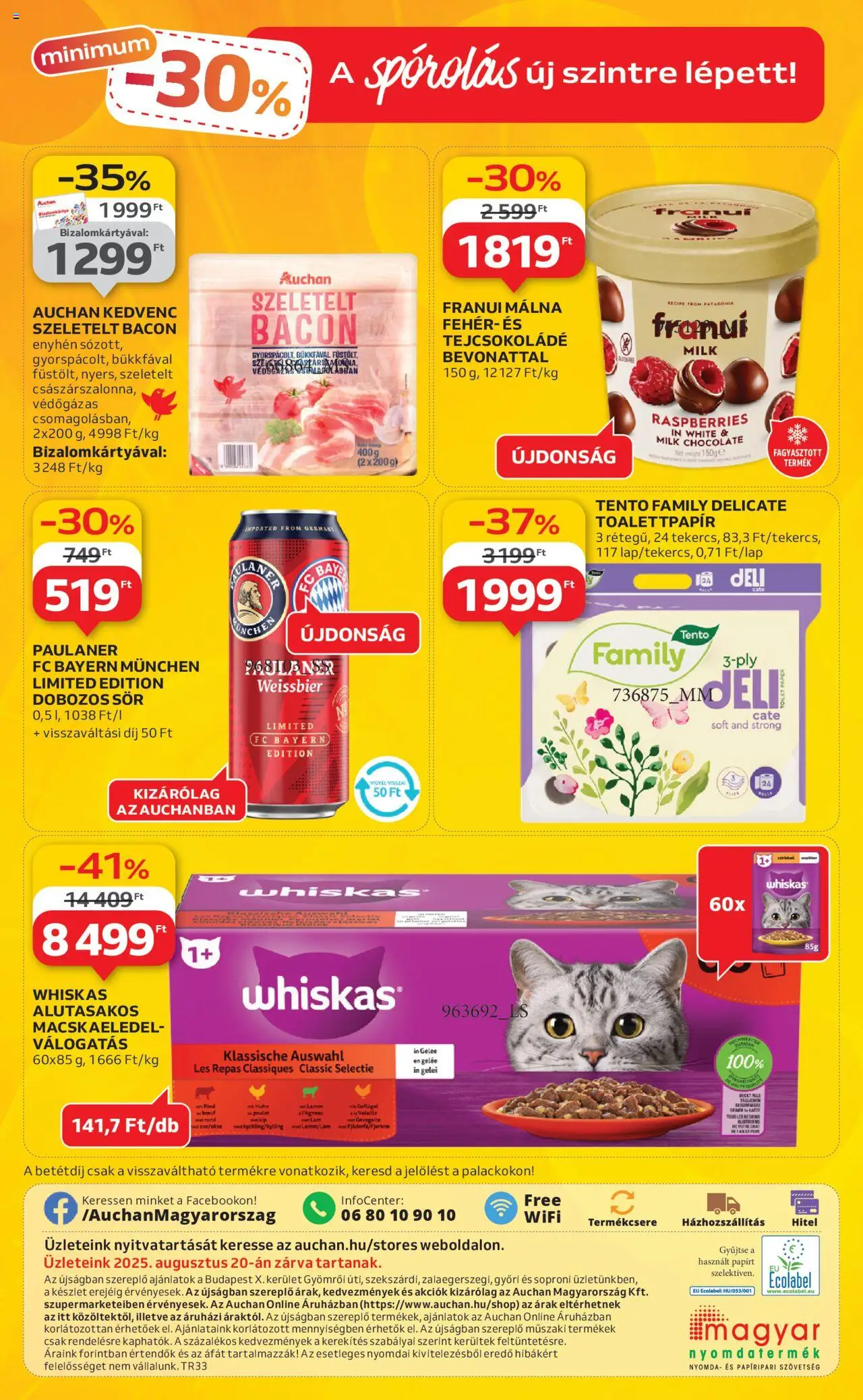 Auchan akciós ujság - amely érvényes a következő dátumtól: 14.08.2025 | Oldal: 16 | Termékek: Whiskas, Tejcsokoládé, Dobozos sör, Sör