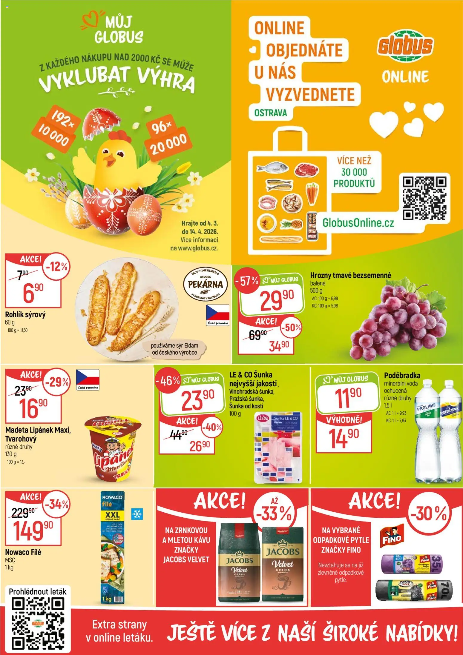 Globus leták - Ostrava od 04.03.2026 | Strana: 2 | Produkty: Poděbradka, Pekárna, Minerální voda, Prolinie