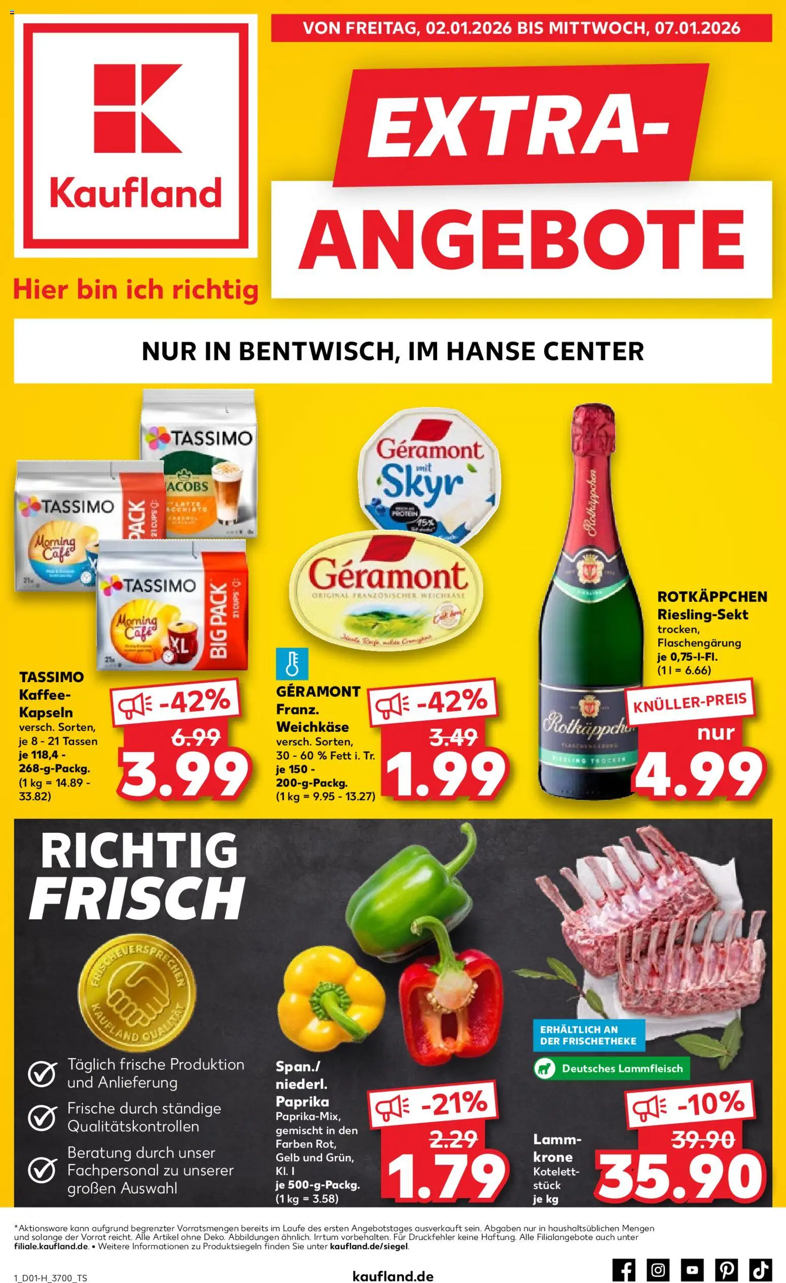 Kaufland prospekt Rostock	 – gültig ab 02.01.2026 | Seite: 1 | Produkte: Kaffee, Skyr, Paprika, Rotkäppchen